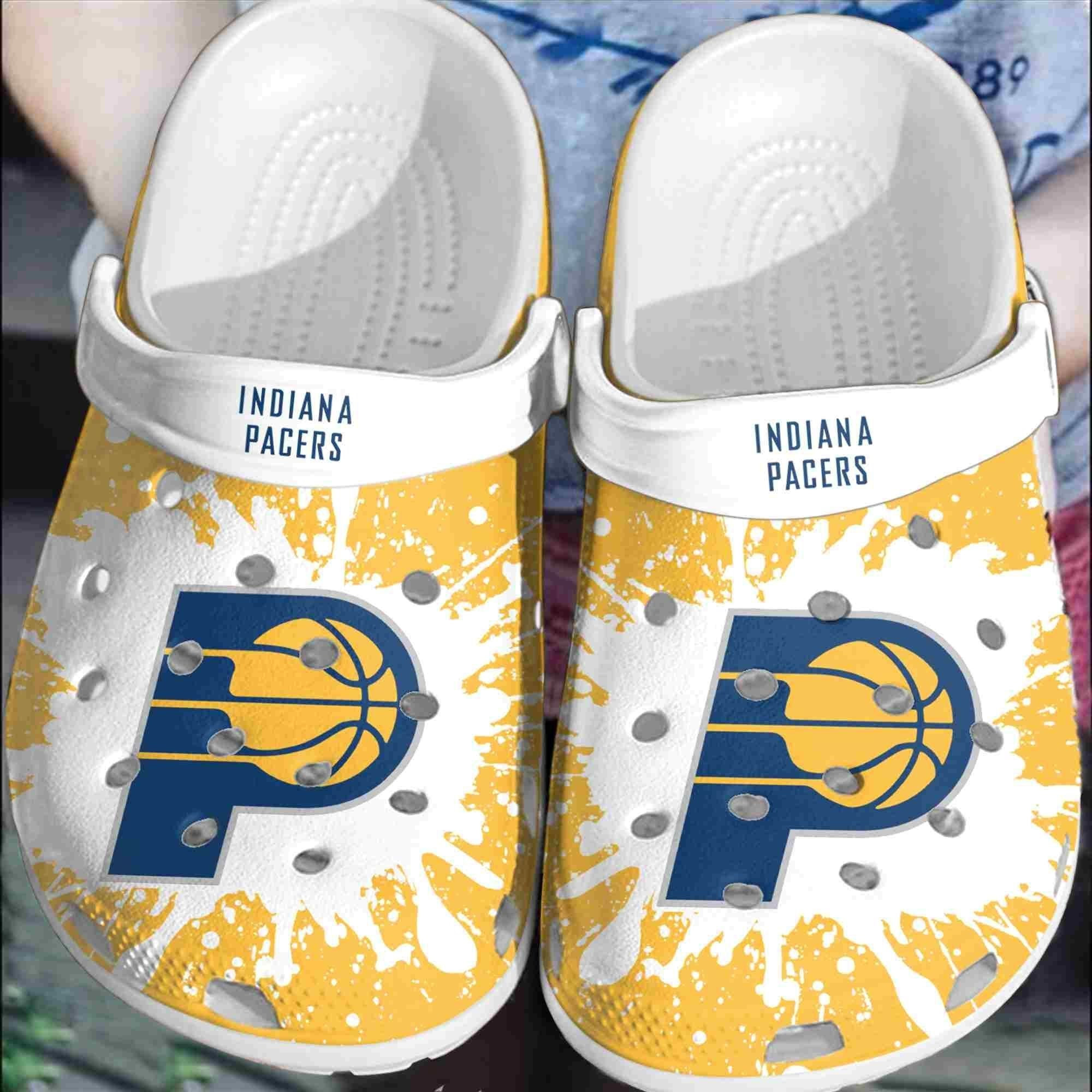 Footwearmerch Indiana Pacers Basketball Club Clogs Crocs Shoes Crocband Comfortable For Men Women