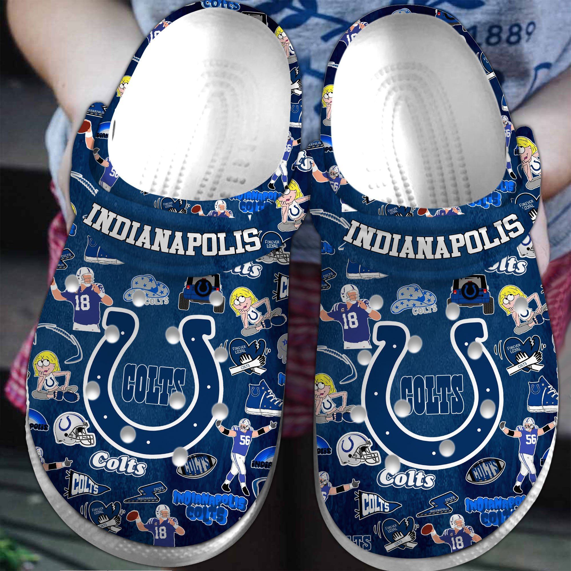 Footwearmerch Indianapolis Colts NFL Sport Crocs Crocband Clogs Shoes Comfortable For Men Women and Kids