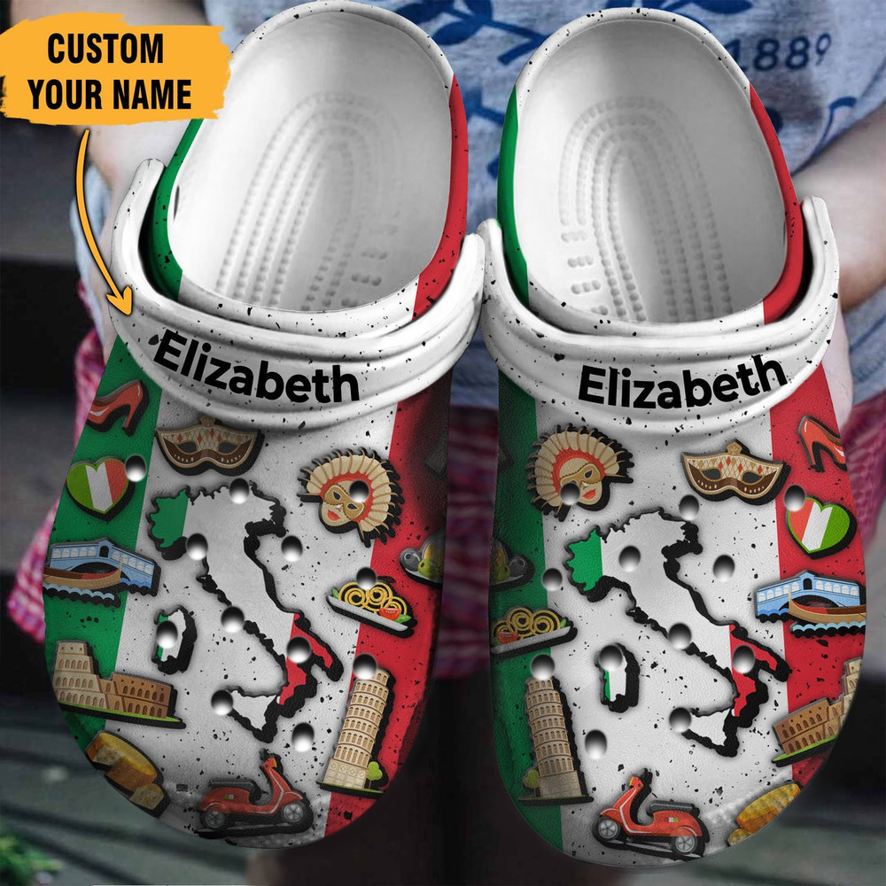 Footwearmerch Italy Flag Symbols Gift For Fan Classic Water Rubber clog Shoes Comfy Footwear