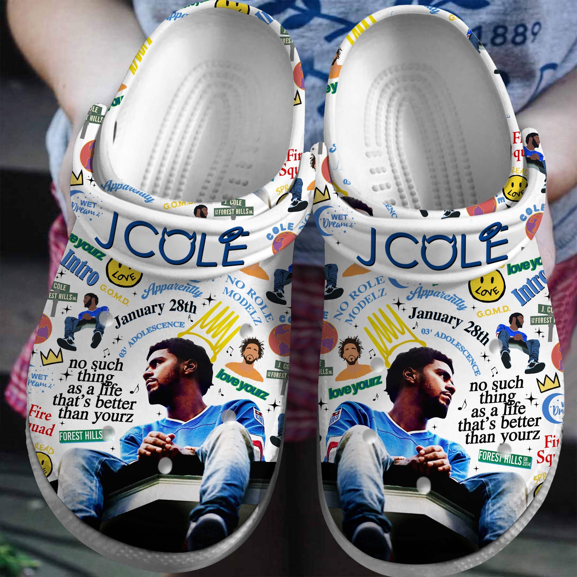 Footwearmerch J Cole Rapper Music Crocs Crocband Clogs Shoes Comfortable For Men Women and Kids
