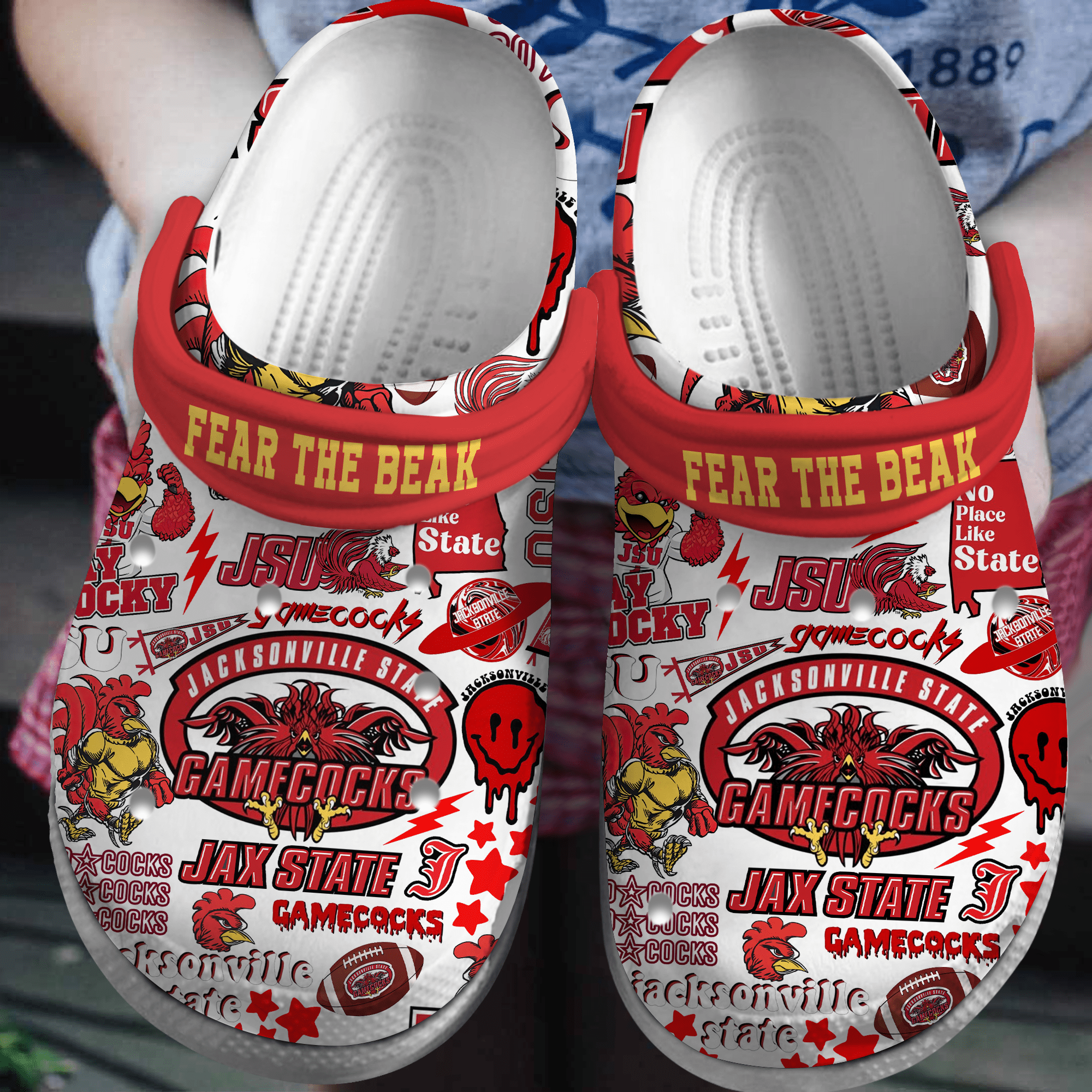 Footwearmerch Jacksonville State Gamecocks NCAA Sport Crocs Crocband Clogs Shoes Comfortable For Men Women and Kids