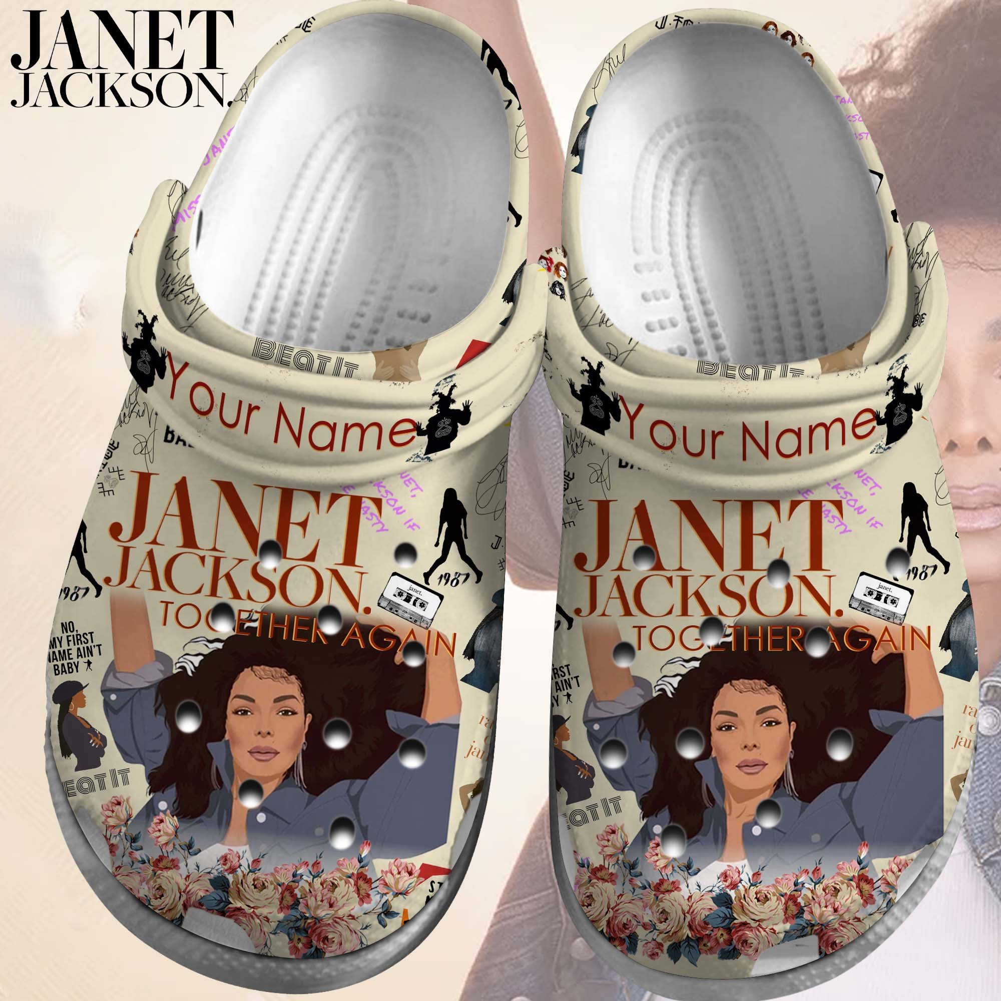 Footwearmerch Janet Jackson Singer Music Crocs Crocband Clogs Shoes Comfortable For Men Women and Kids