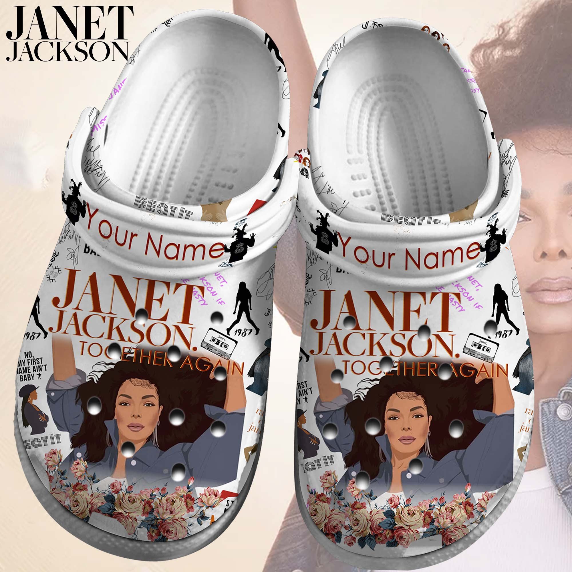 Footwearmerch Janet Jackson Singer Music Crocs Crocband Clogs Shoes Comfortable For Men Women and Kids