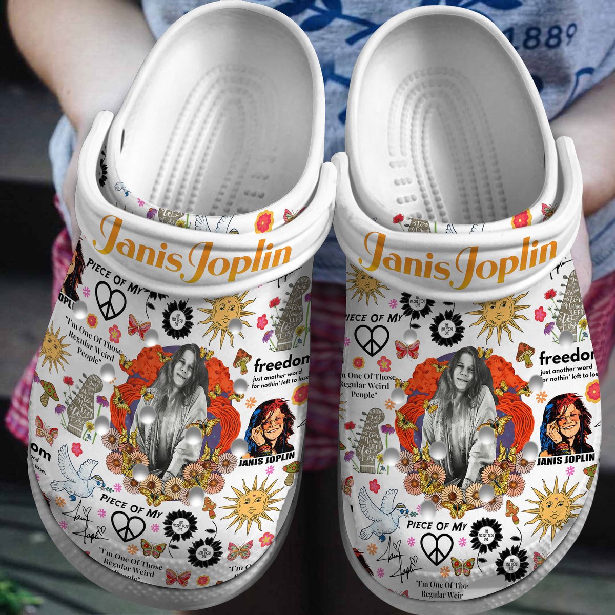 Footwearmerch Janis Joplin Music Crocs Crocband Clogs Shoes Comfortable For Men Women and Kids