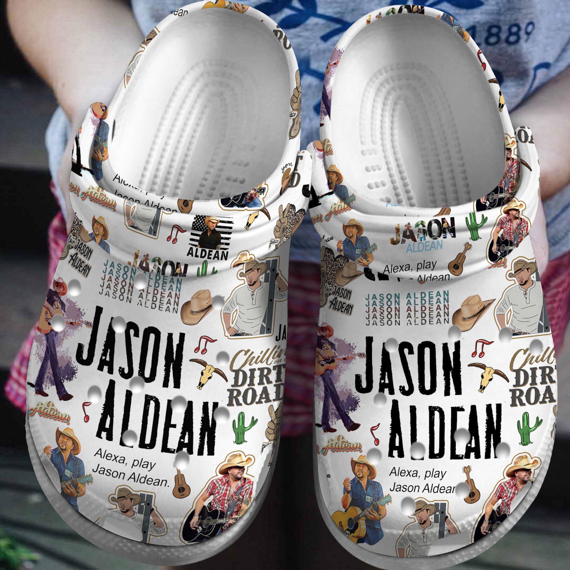 Footwearmerch Jason Aldean Music Crocs Crocband Clogs Shoes Comfortable For Men Women and Kids