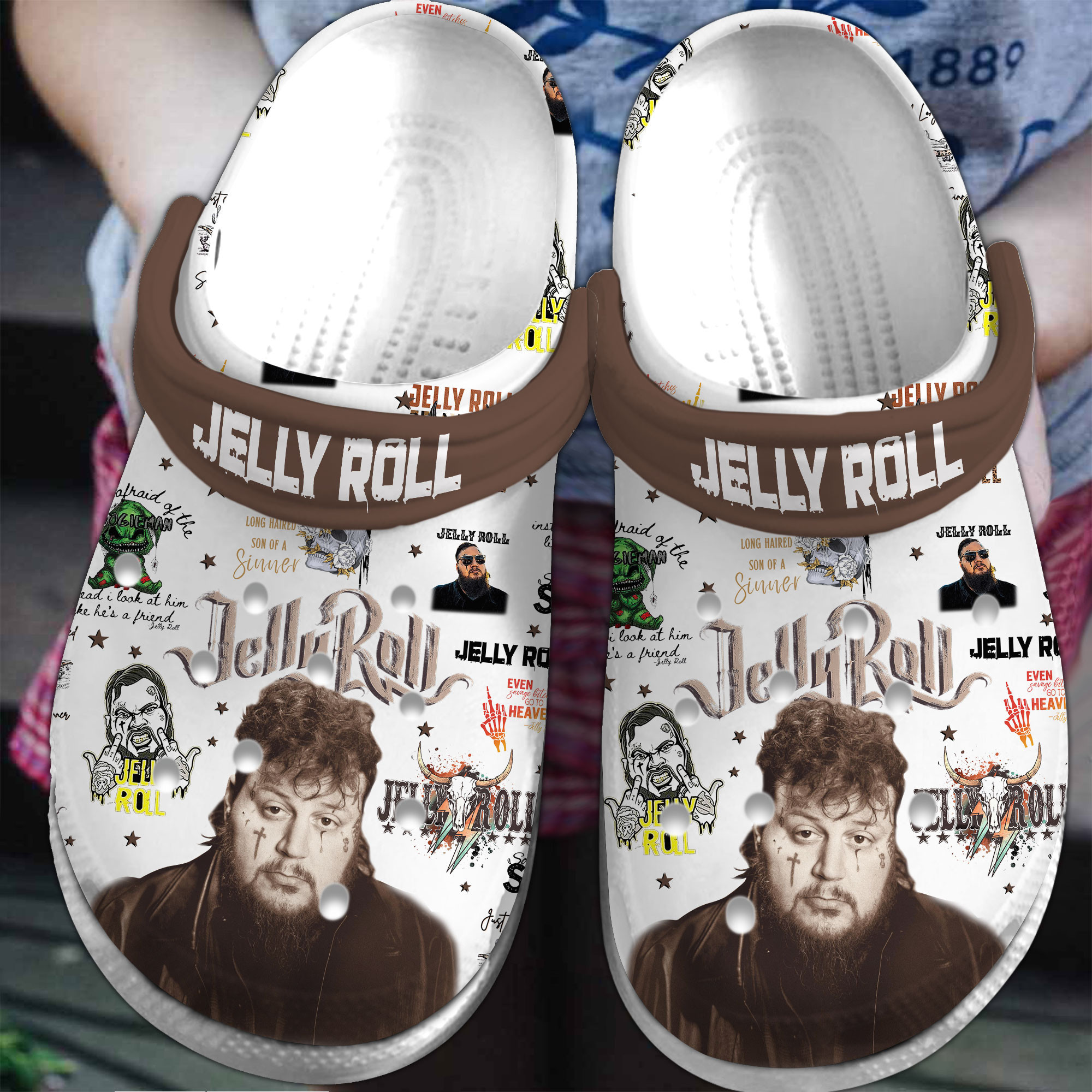 Footwearmerch Jelly Roll Music Crocs Crocband Clogs Shoes Comfortable For Men Women and Kids
