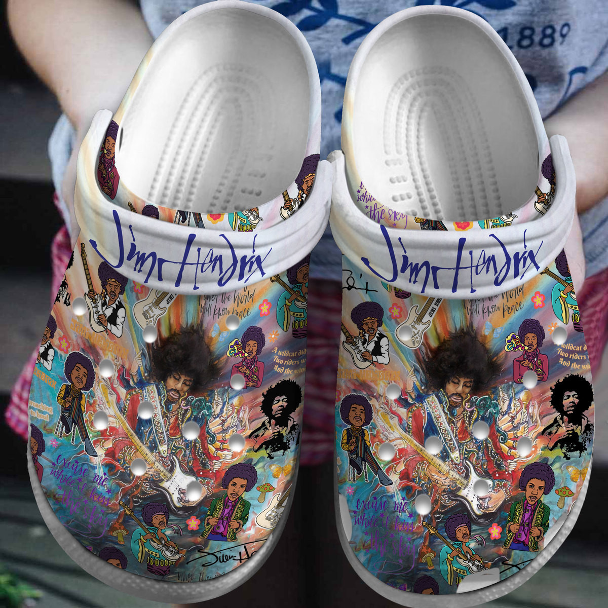 Footwearmerch Jimi Hendrix Music Crocs Crocband Clogs Shoes Comfortable For Men Women and Kids