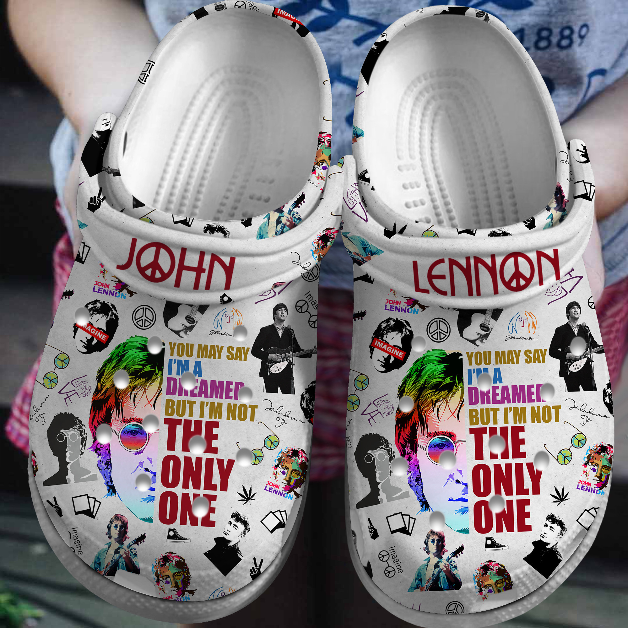 Footwearmerch John Lennon Music Crocs Crocband Clogs Shoes Comfortable For Men Women and Kids