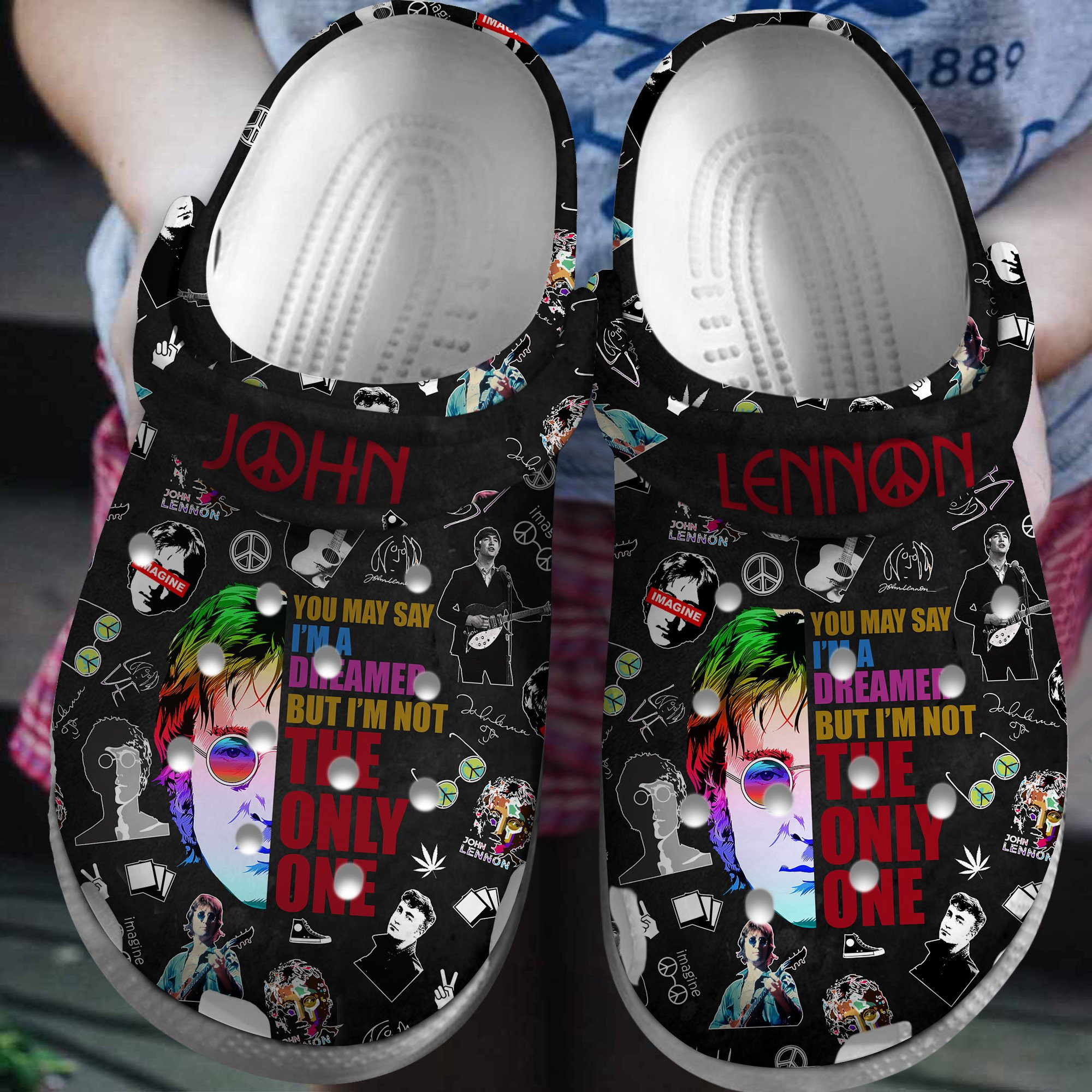 Footwearmerch John Lennon Music Crocs Crocband Clogs Shoes Comfortable For Men Women and Kids