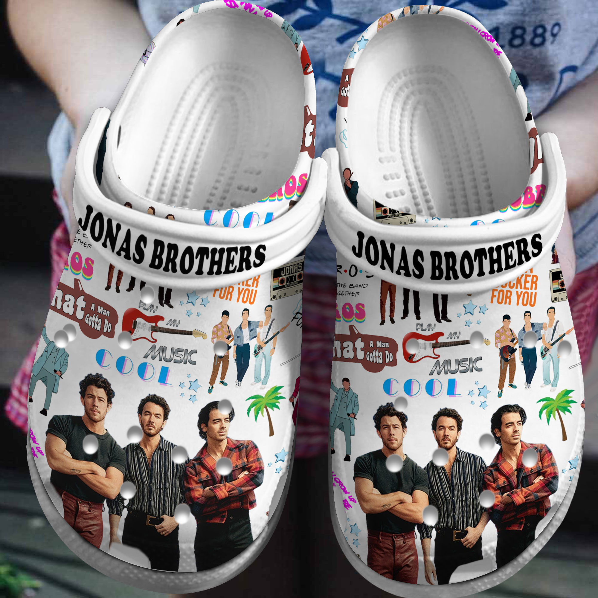 Footwearmerch Jonas Brother Music Crocs Crocband Clogs Shoes Comfortable For Men Women and Kids
