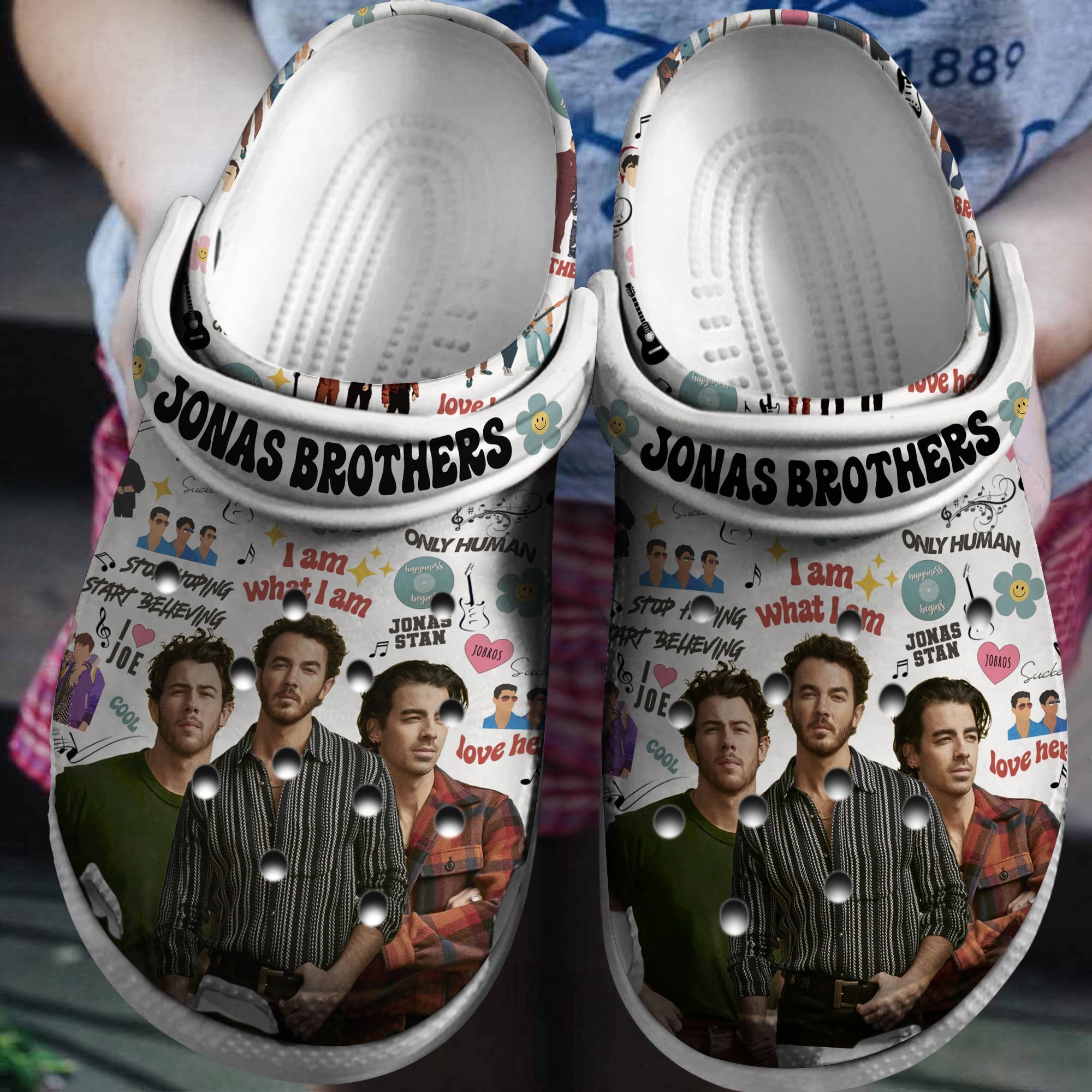 Footwearmerch Jonas Brothers Band Music Crocs Crocband Clogs Shoes Comfortable For Men Women and Kids