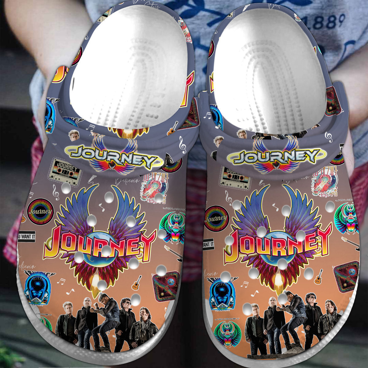 Footwearmerch Jouney Music Crocs Crocband Clogs Shoes Comfortable For Men Women and Kids