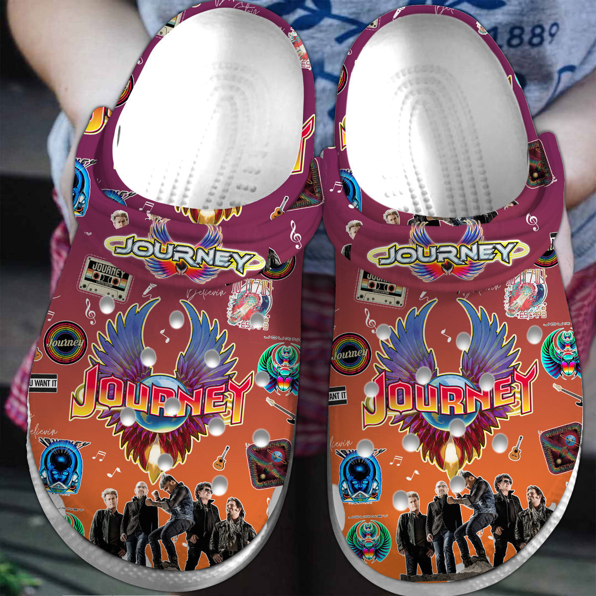 Footwearmerch Jouney Music Crocs Crocband Clogs Shoes Comfortable For Men Women and Kids