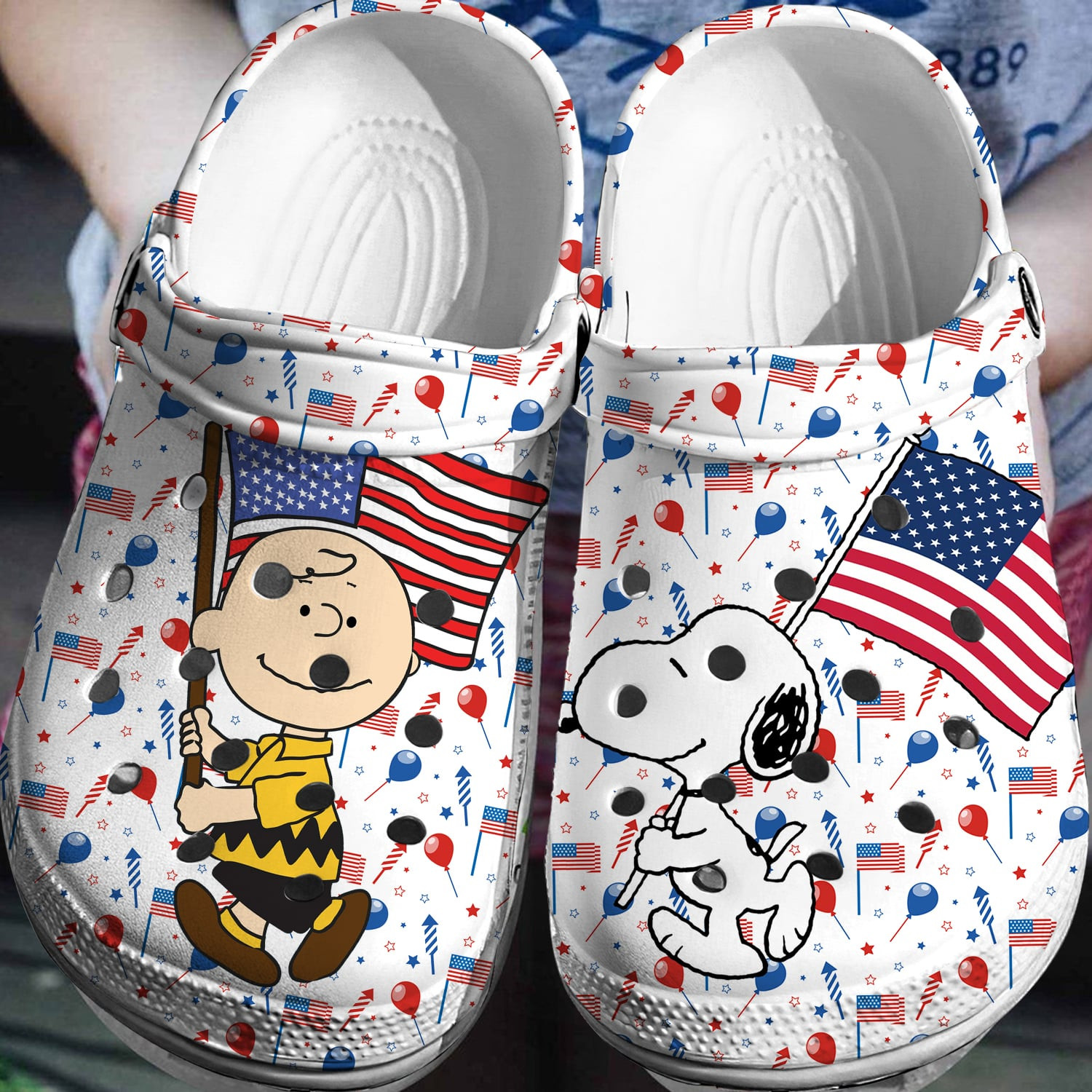 Footwearmerch July 4th Snoopy Crocs 3D Clog Shoes