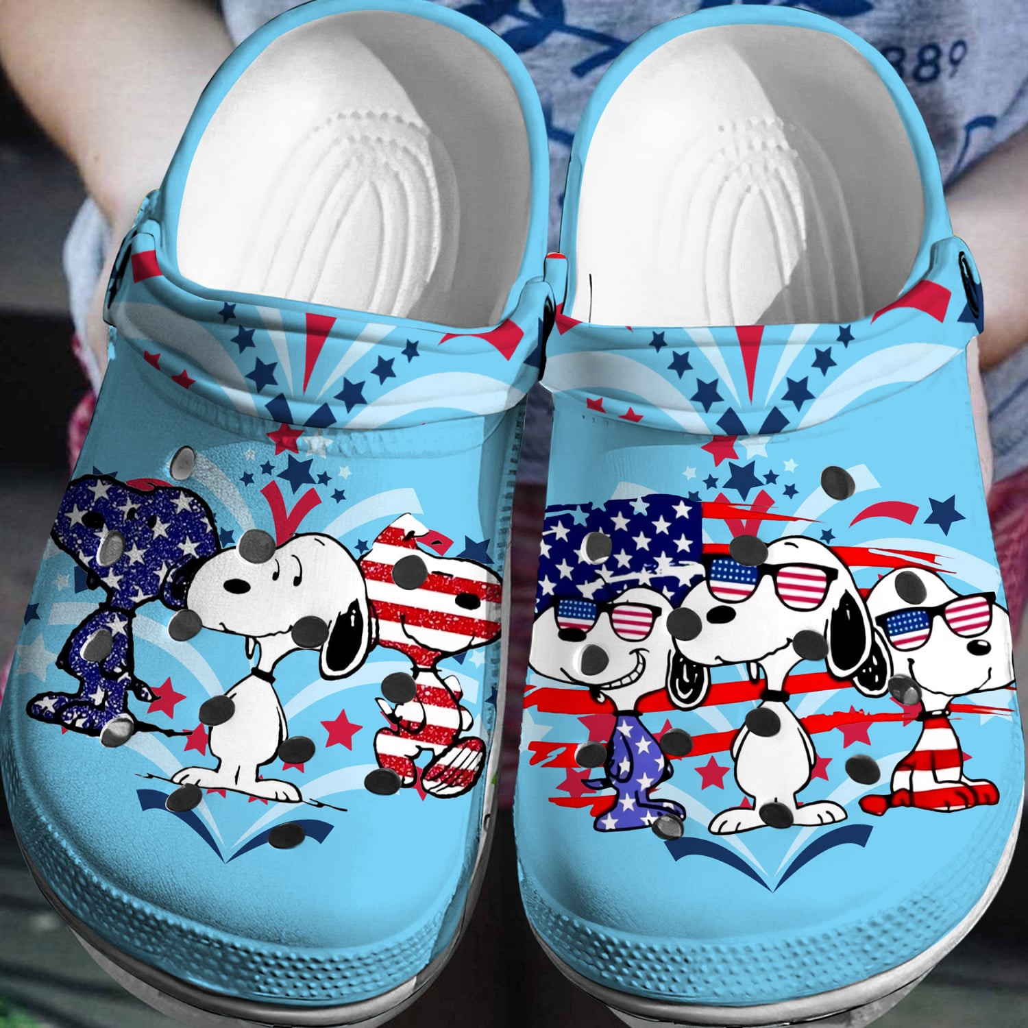 Footwearmerch July 4th Snoopy Crocs 3D Clog Shoes