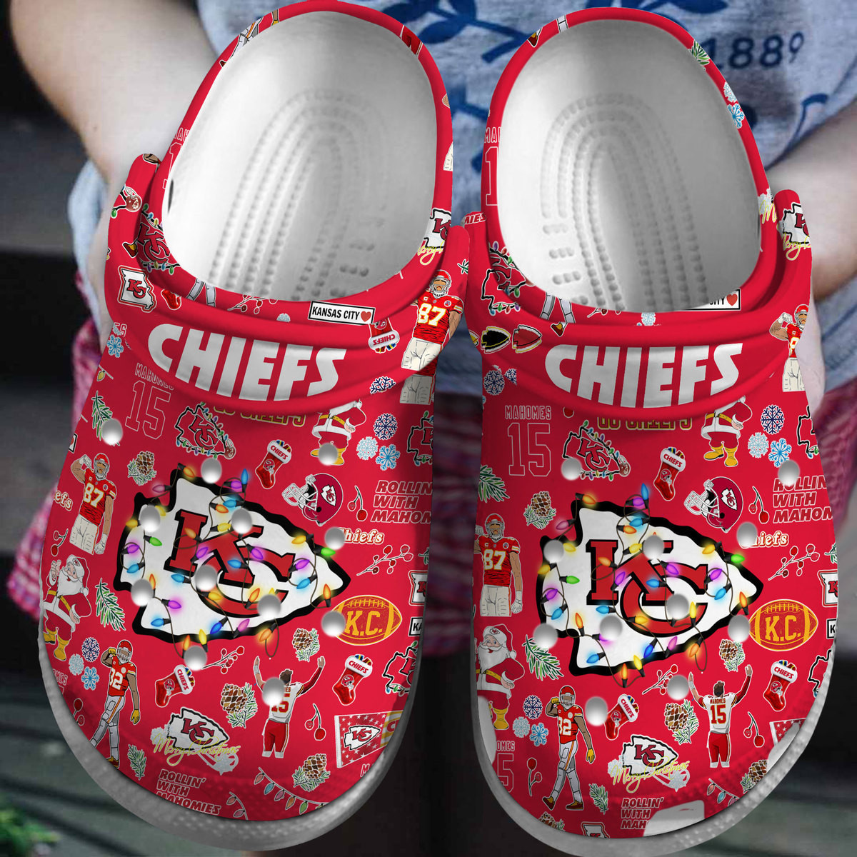 Footwearmerch Kansas City Chiefs NFL Sport Crocs Crocband Clogs Shoes Comfortable For Men Women and Kids
