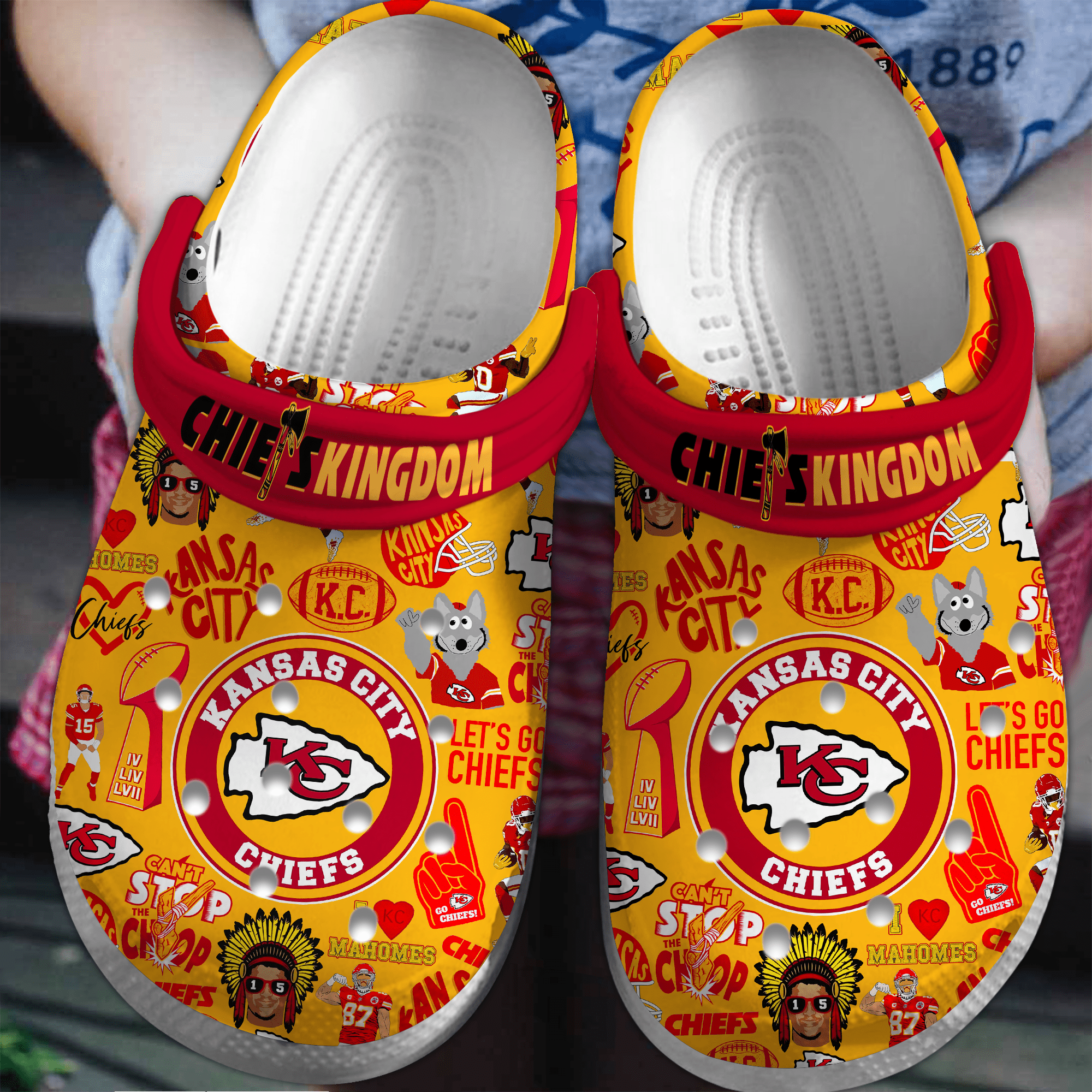 Footwearmerch Kansas City Chiefs NFL Sport Crocs Crocband Clogs Shoes Comfortable For Men Women and Kids