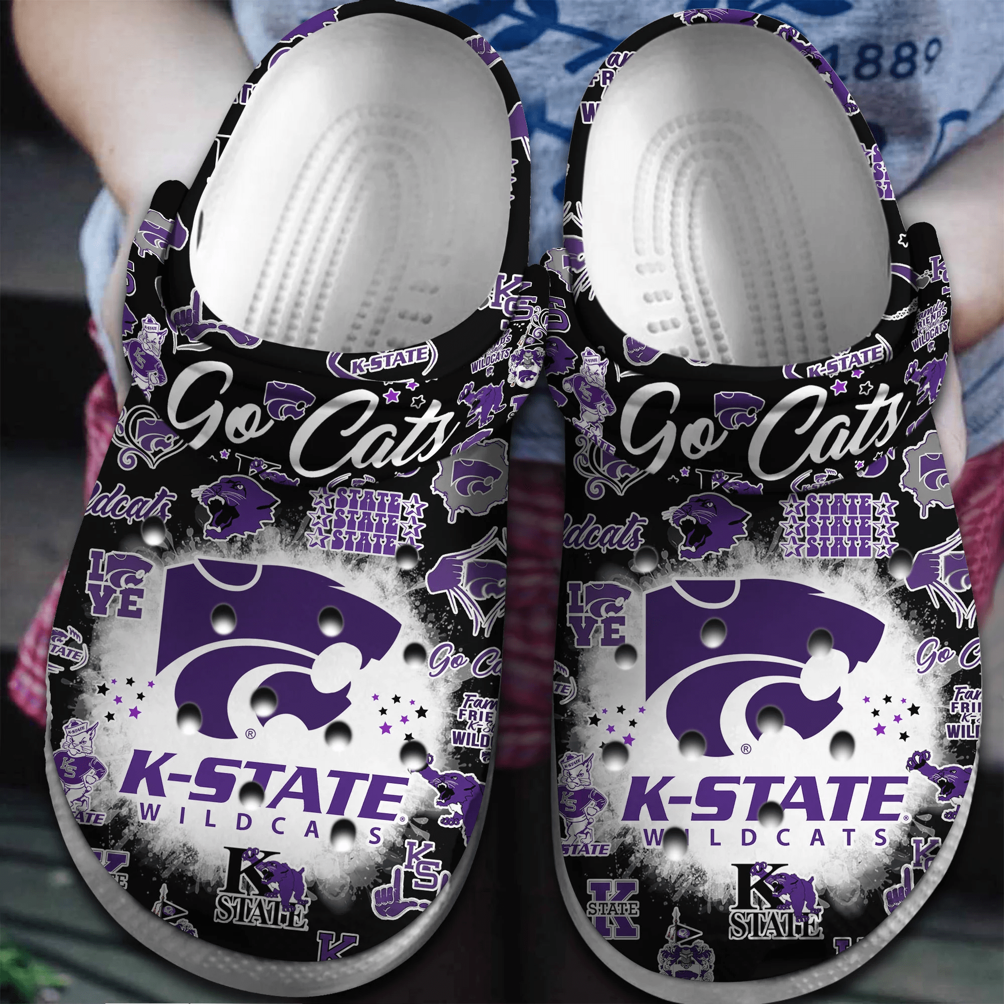 Footwearmerch Kansas State Wildcats NCAA Sport Crocs Crocband Clogs Shoes Comfortable For Men Women and Kids
