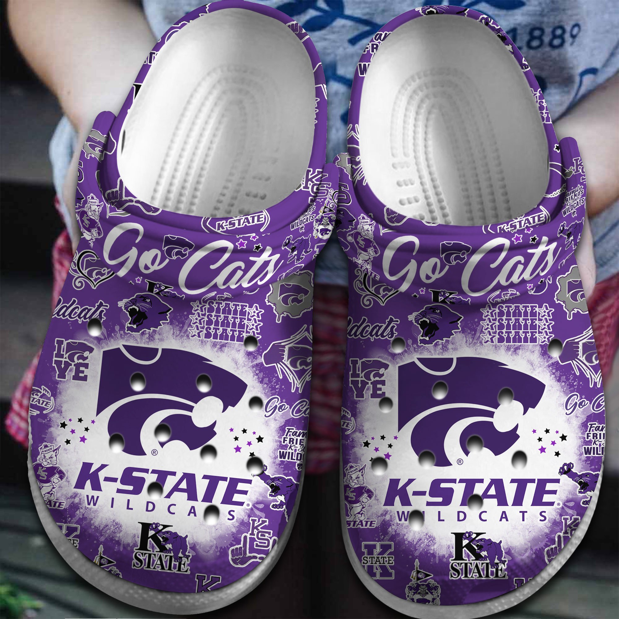 Footwearmerch Kansas State Wildcats NCAA Sport Crocs Crocband Clogs Shoes Comfortable For Men Women and Kids