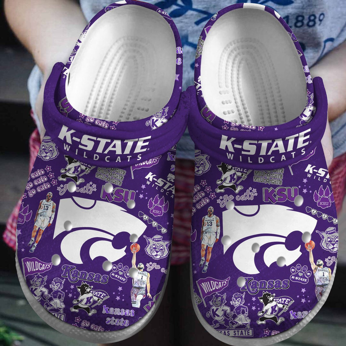 Footwearmerch Kansas State Wildcats NCAA Sport Crocs Crocband Clogs Shoes Comfortable For Men Women and Kids