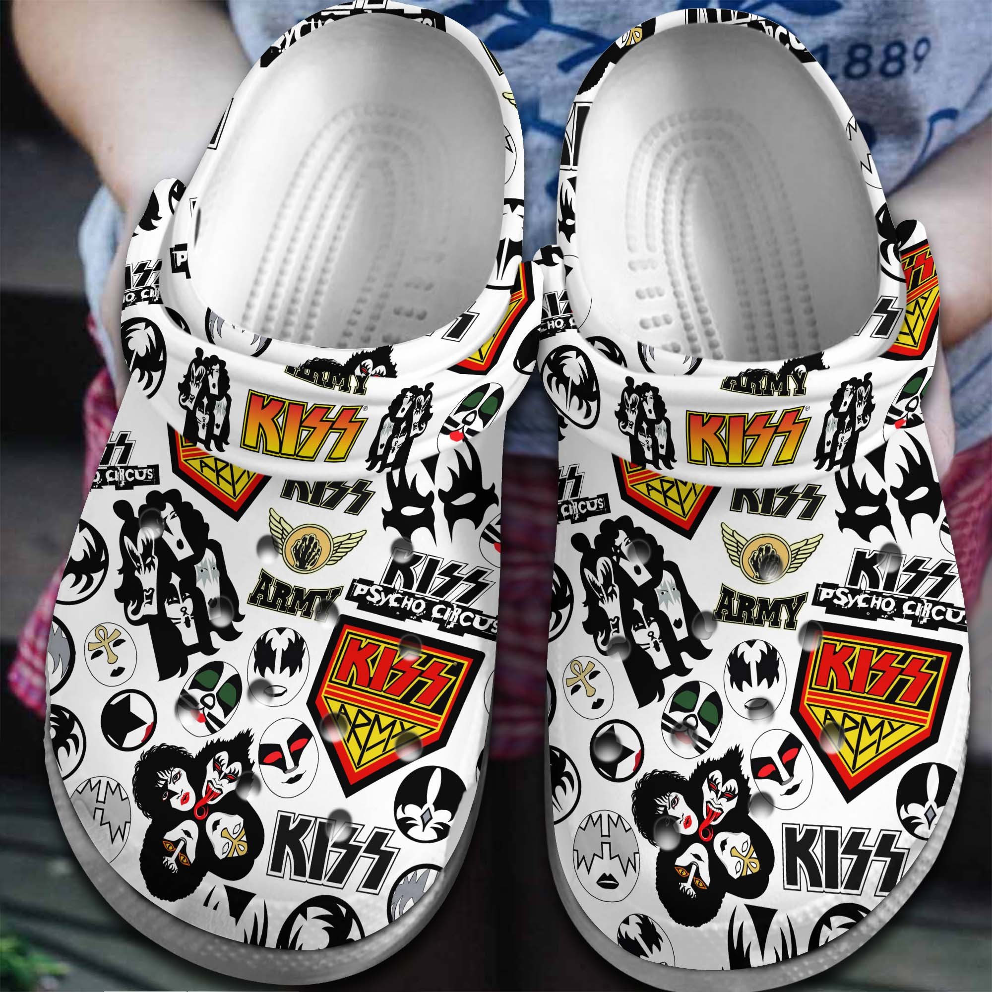 Footwearmerch KISS Music Band Crocs Crocband Clogs Shoes Comfortable For Men Women and Kids