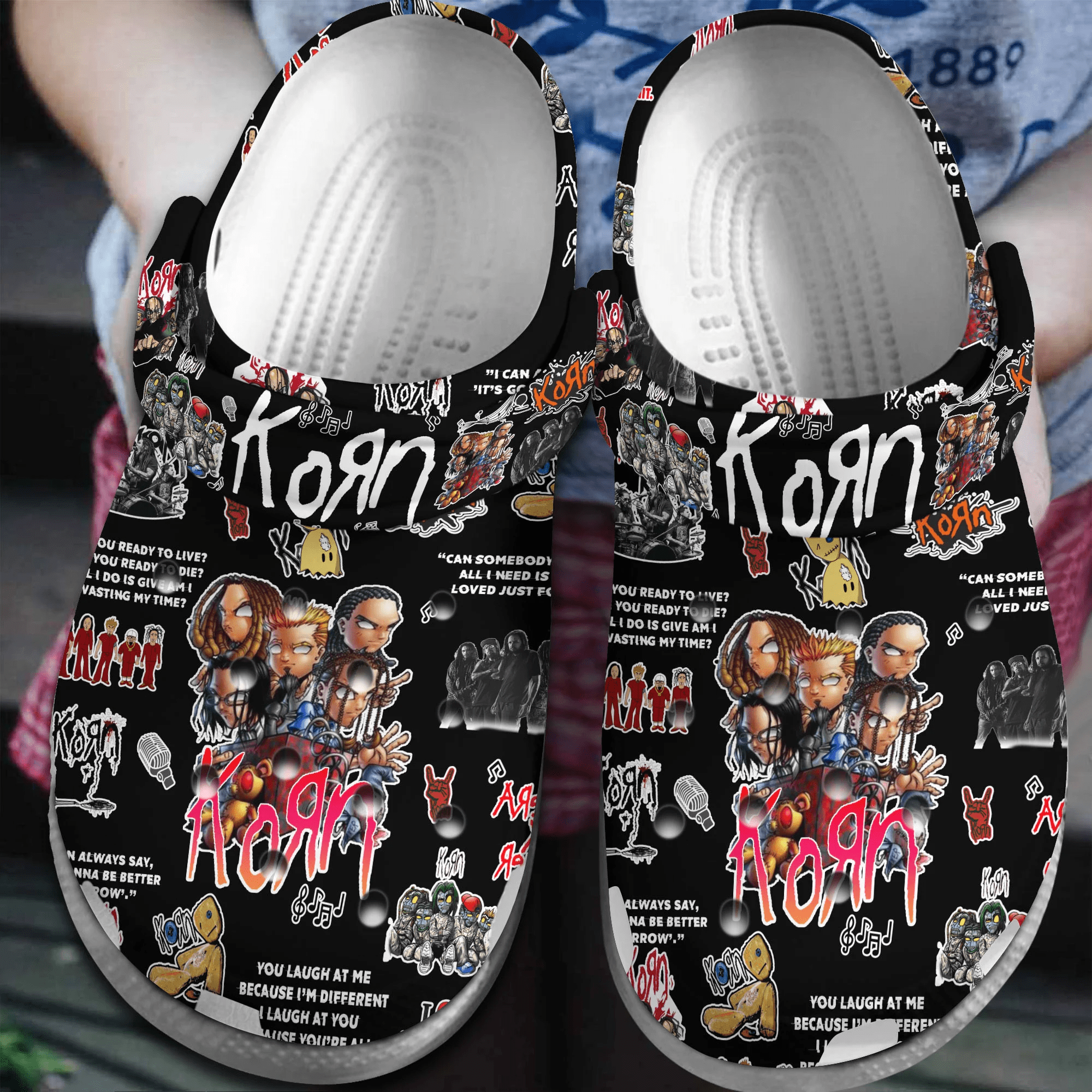 Footwearmerch Korn Music Band Crocs Crocband Clogs Shoes Comfortable For Men Women and Kids