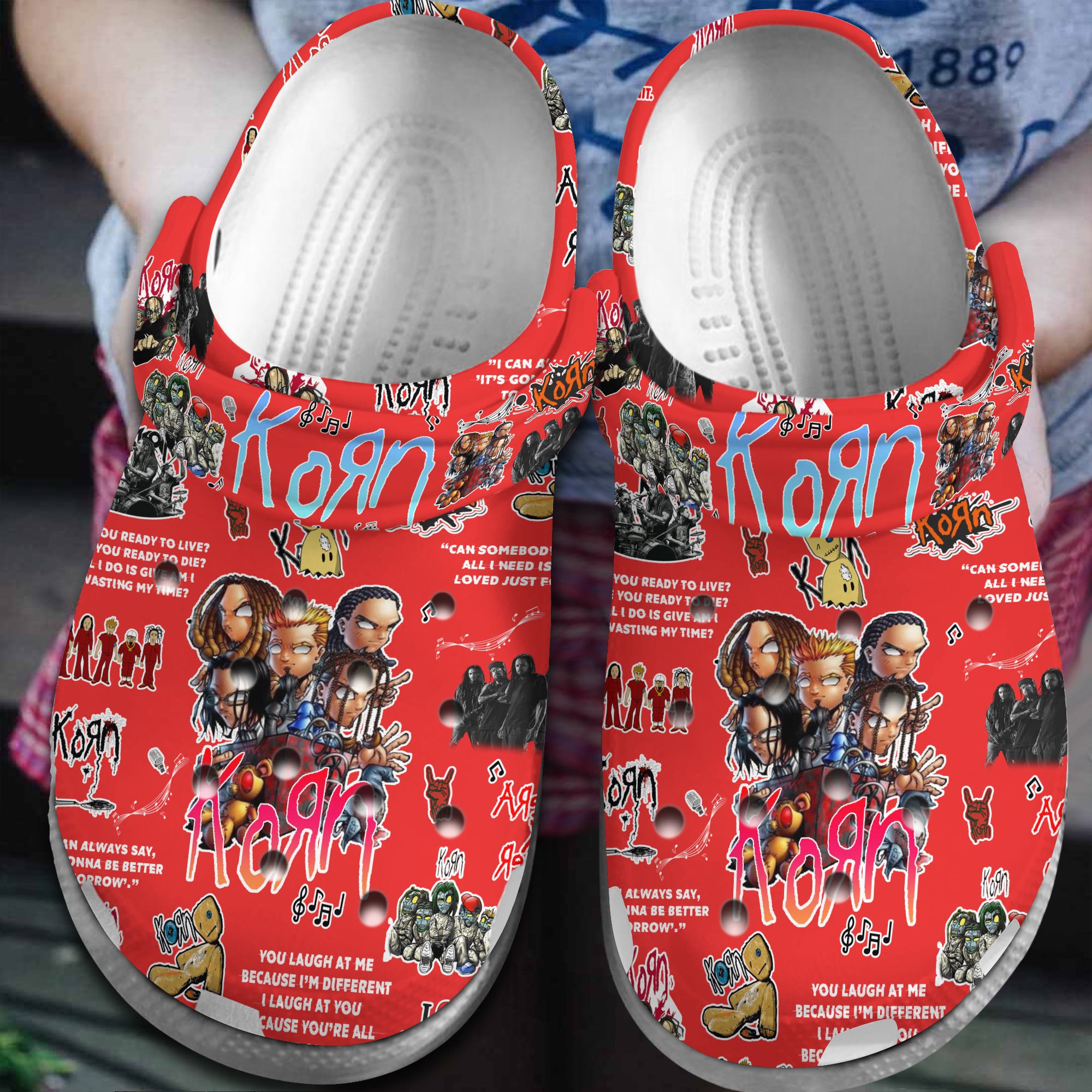 Footwearmerch Korn Music Band Crocs Crocband Clogs Shoes Comfortable For Men Women and Kids