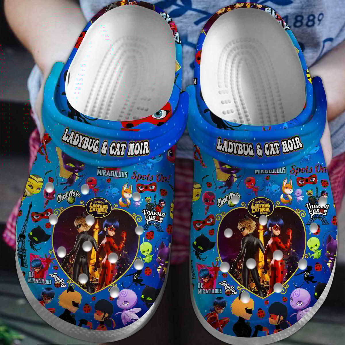 Footwearmerch Ladybug And Cat Noir Cartoon Crocs Crocband Clogs Shoes Comfortable For Men Women and Kids