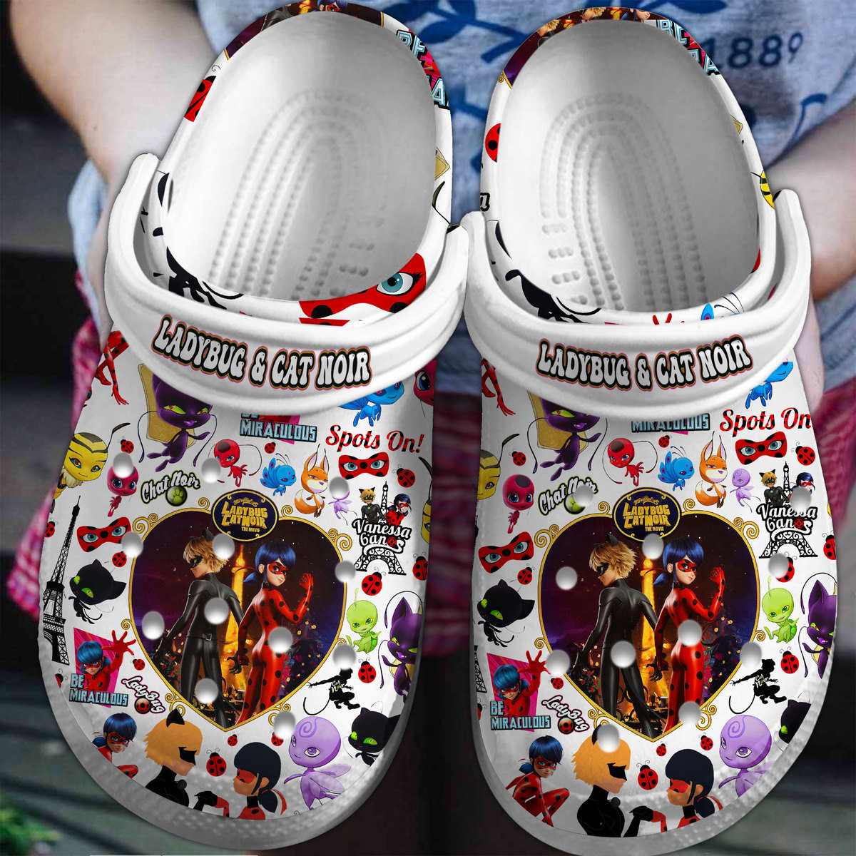 Footwearmerch Ladybug And Cat Noir Cartoon Crocs Crocband Clogs Shoes Comfortable For Men Women and Kids