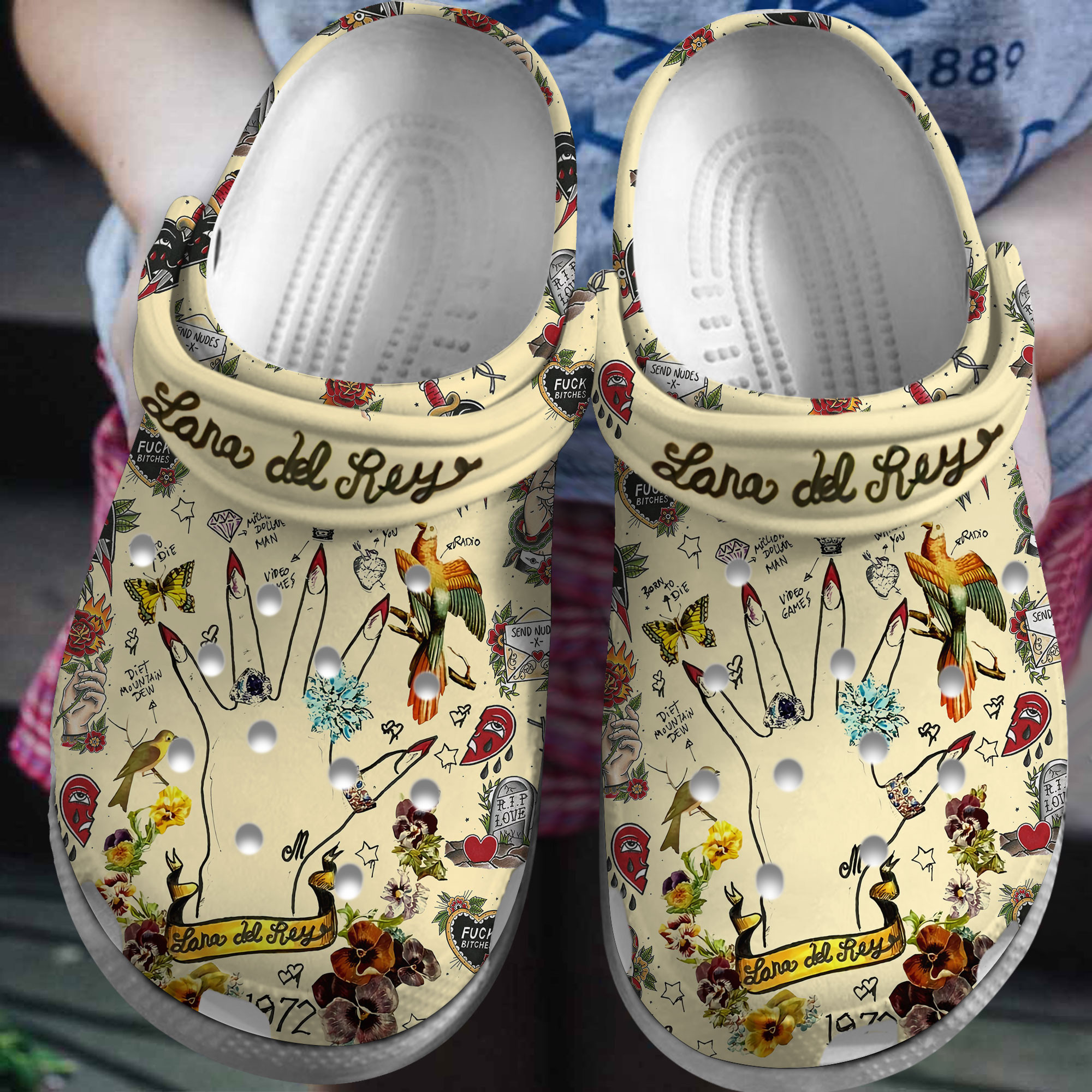 Footwearmerch Lana Del Rey Music Crocs Crocband Clogs Shoes Comfortable For Men Women and Kids
