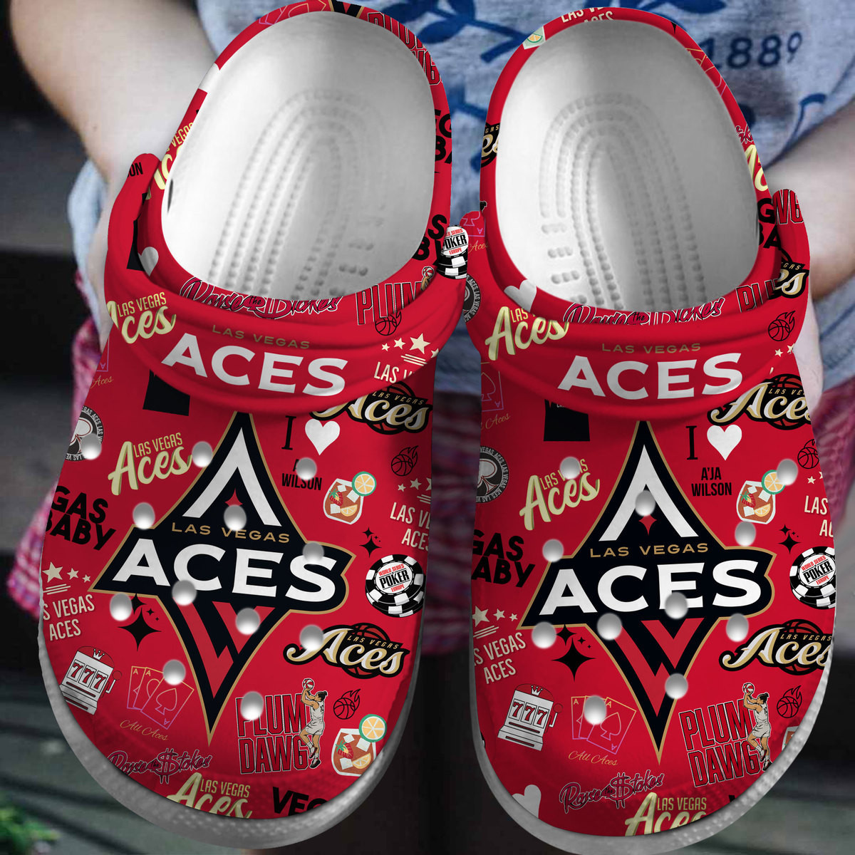 Footwearmerch Las Vegas Aces WNBA Sport Crocs Crocband Clogs Shoes Comfortable For Men Women and Kids