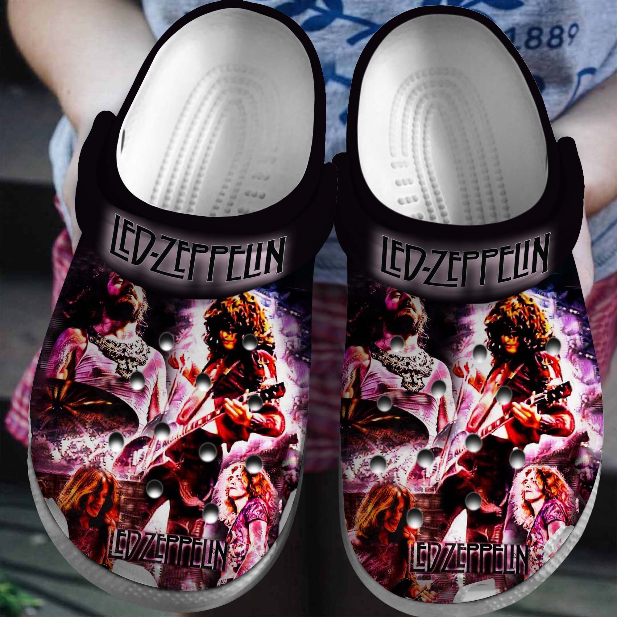 Footwearmerch Led Zeppelin Band Music Crocs Crocband Clogs Shoes Comfortable For Men Women and Kids