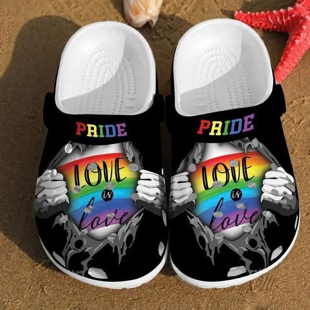 Footwearmerch Lgbt Pride Love Is Love Lgbt Pride Rainbow Lgbt Rubber clog Shoes Comfy Footwear