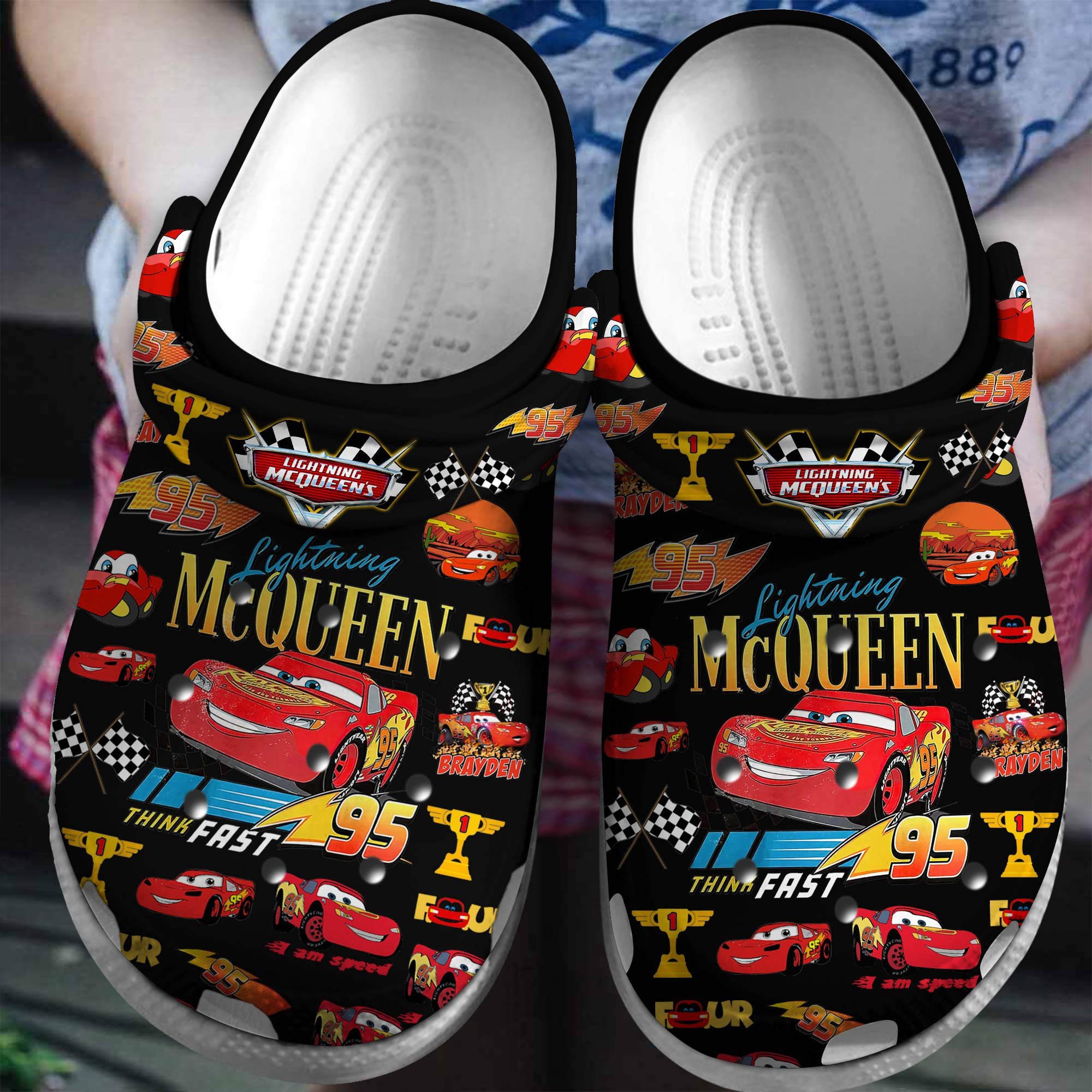 Footwearmerch Lightning Mcqueen Cartoon Crocs Crocband Clogs Shoes Comfortable For Men Women and Kids