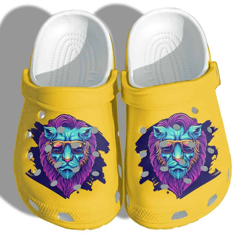 Footwearmerch Lion Shoes Beach - Lion Summer Vibes Beach Croc Shoes Gifts Men Fathers Day 2021