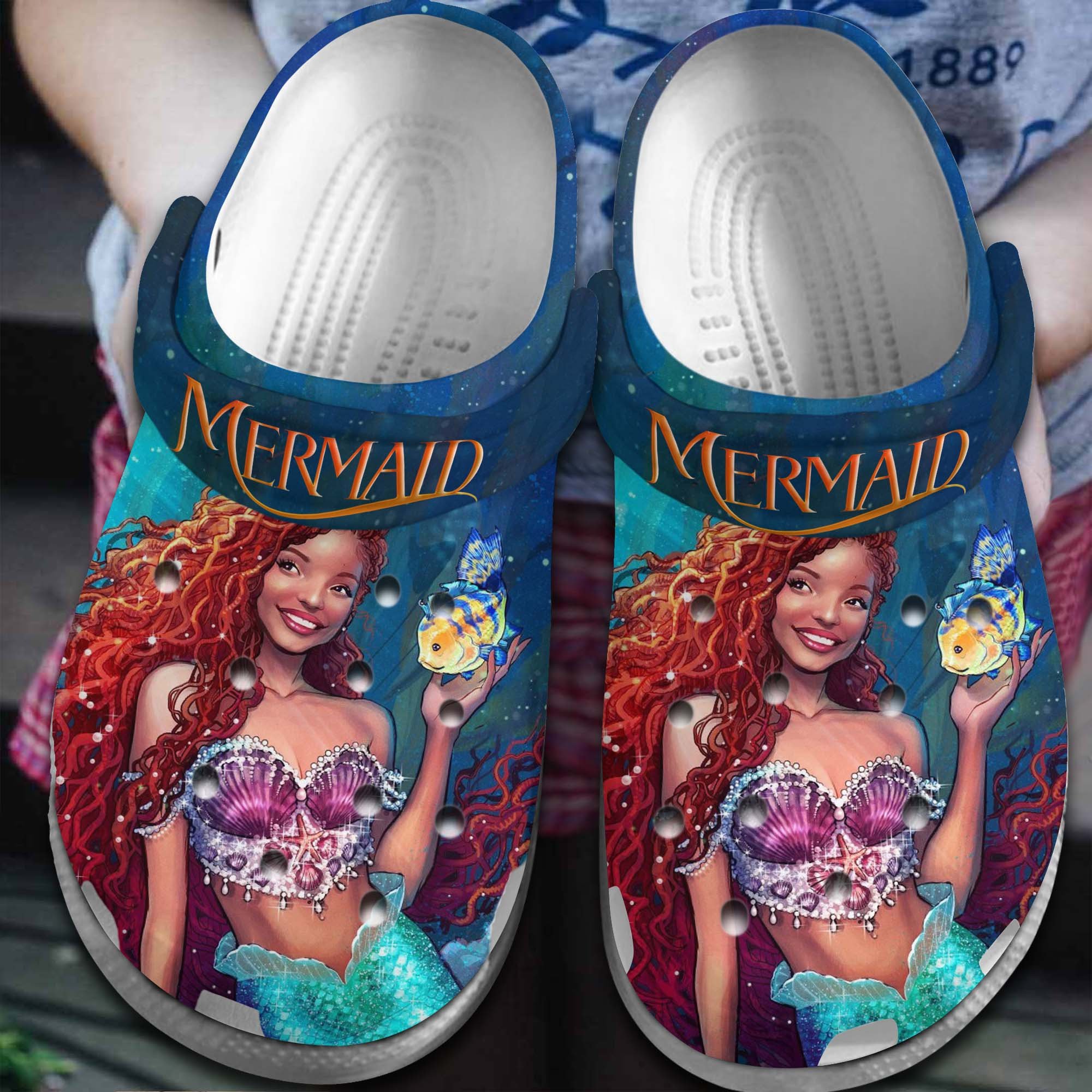 Footwearmerch Little Mermaid Movie Cartoon Crocs Crocband Clogs Shoes Comfortable For Men Women and Kids