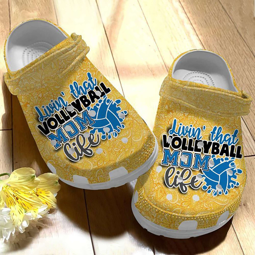 Footwearmerch Livinthat Volleyball Mom Life Rubber clog Shoes Comfy Footwear