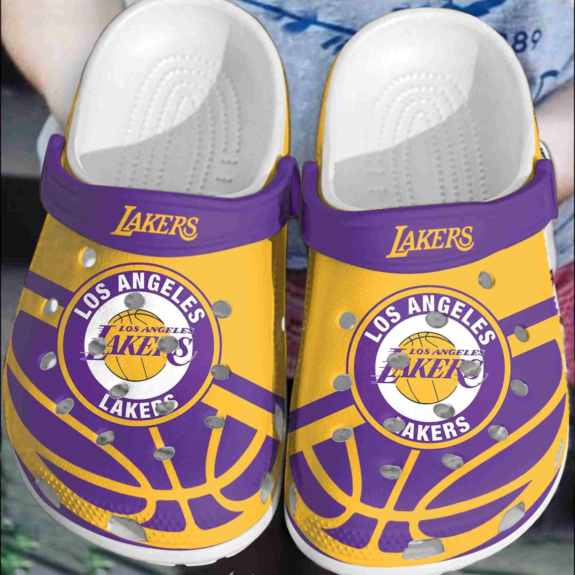 Footwearmerch Los Angeles Lakers Basketball Club Clogs Crocband Comfortable Shoes Crocs For Men Women