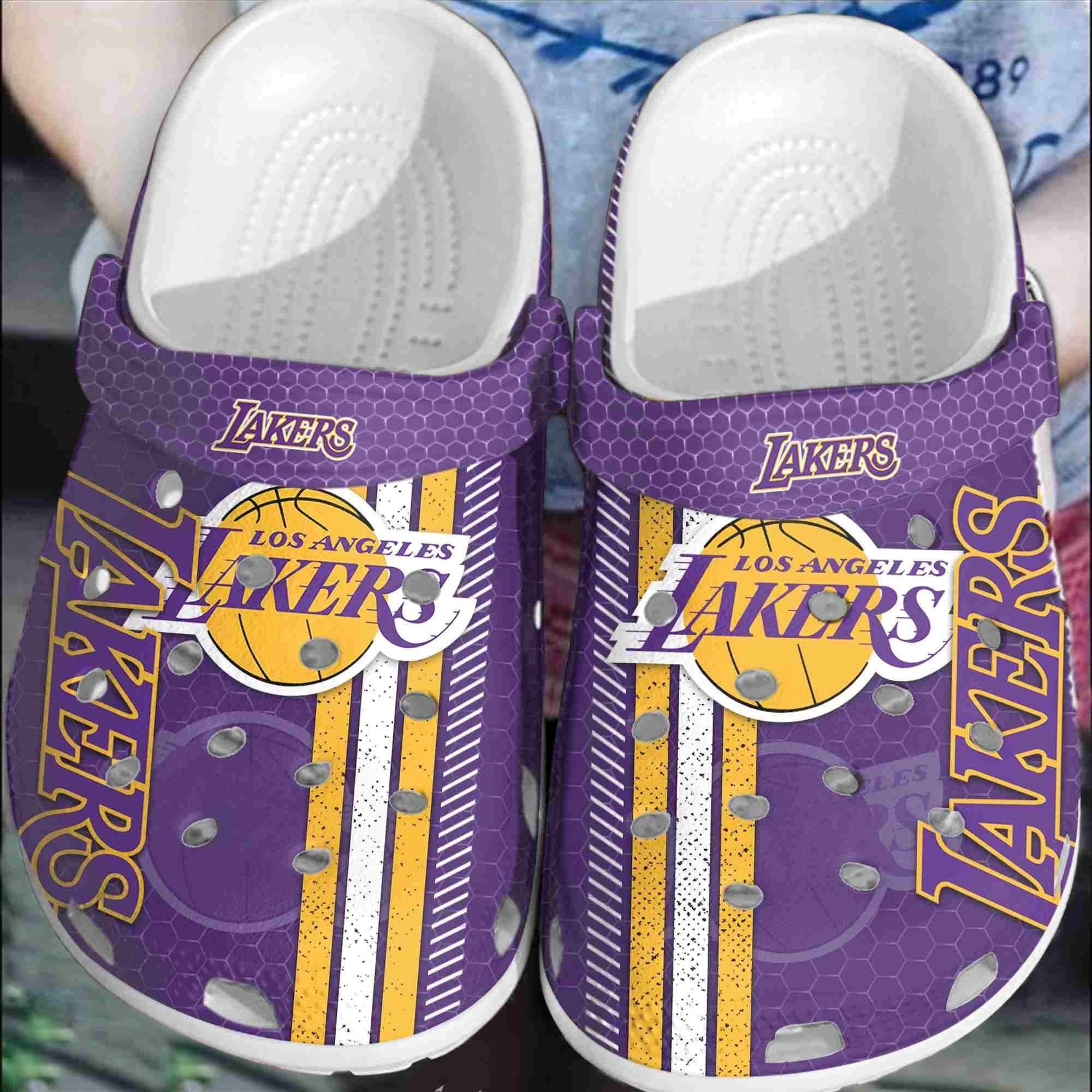 Footwearmerch Los Angeles Lakers Basketball Club Clogs Shoes Crocs Comfortable Crocband For Men Women