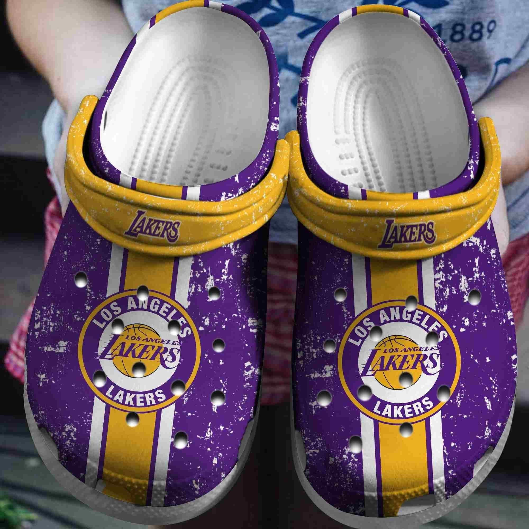 Footwearmerch Los Angeles Lakers Basketball Club Clogs Shoes Crocs Crocband Comfortable For Men Women