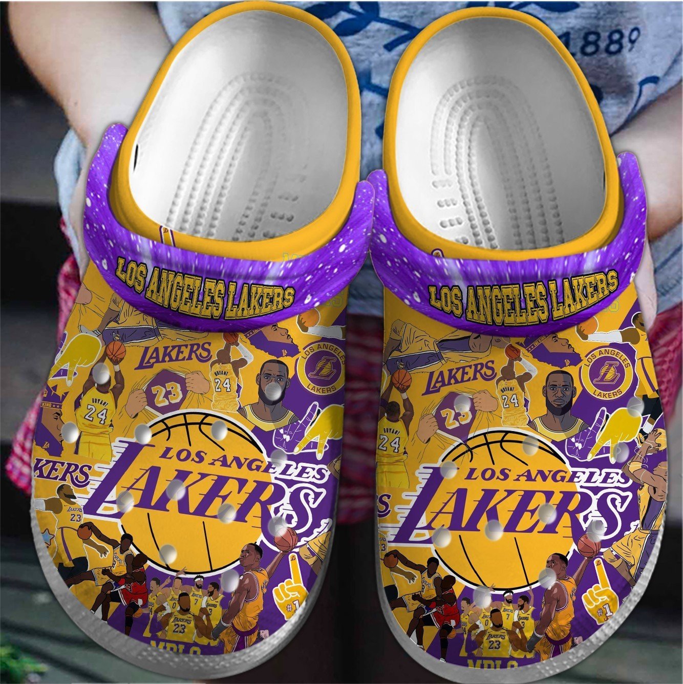 Footwearmerch Los Angeles Lakers NBA Sport Crocs Crocband Clogs Shoes Comfortable For Men Women and Kids