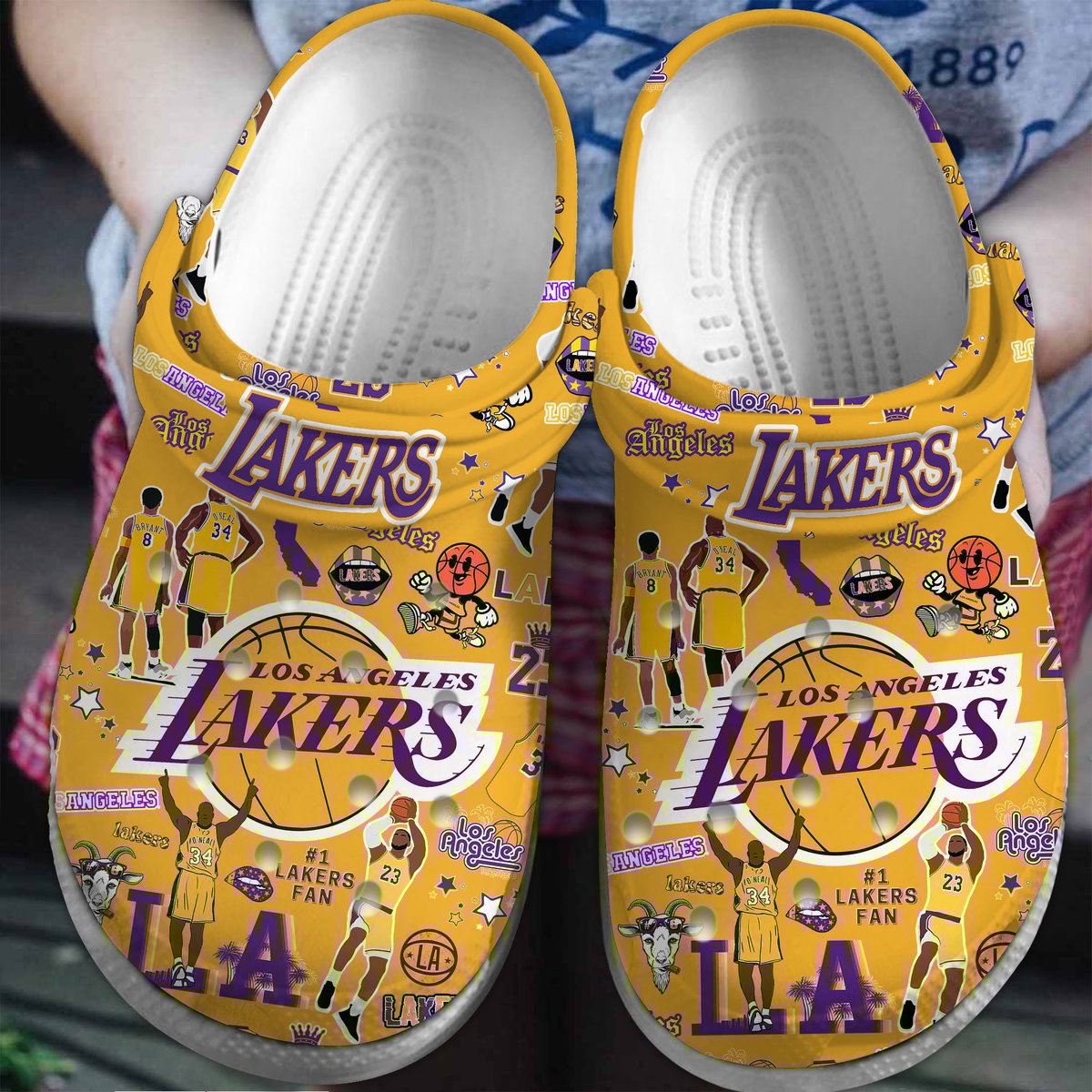 Footwearmerch Los Angeles Lakers NBA Sport Crocs Crocband Clogs Shoes Comfortable For Men Women and Kids