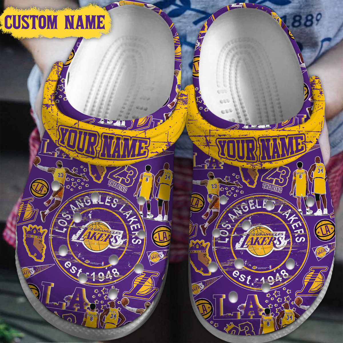 Footwearmerch Los Angeles Lakers NBA Sport Crocs Crocband Clogs Shoes Comfortable For Men Women and Kids