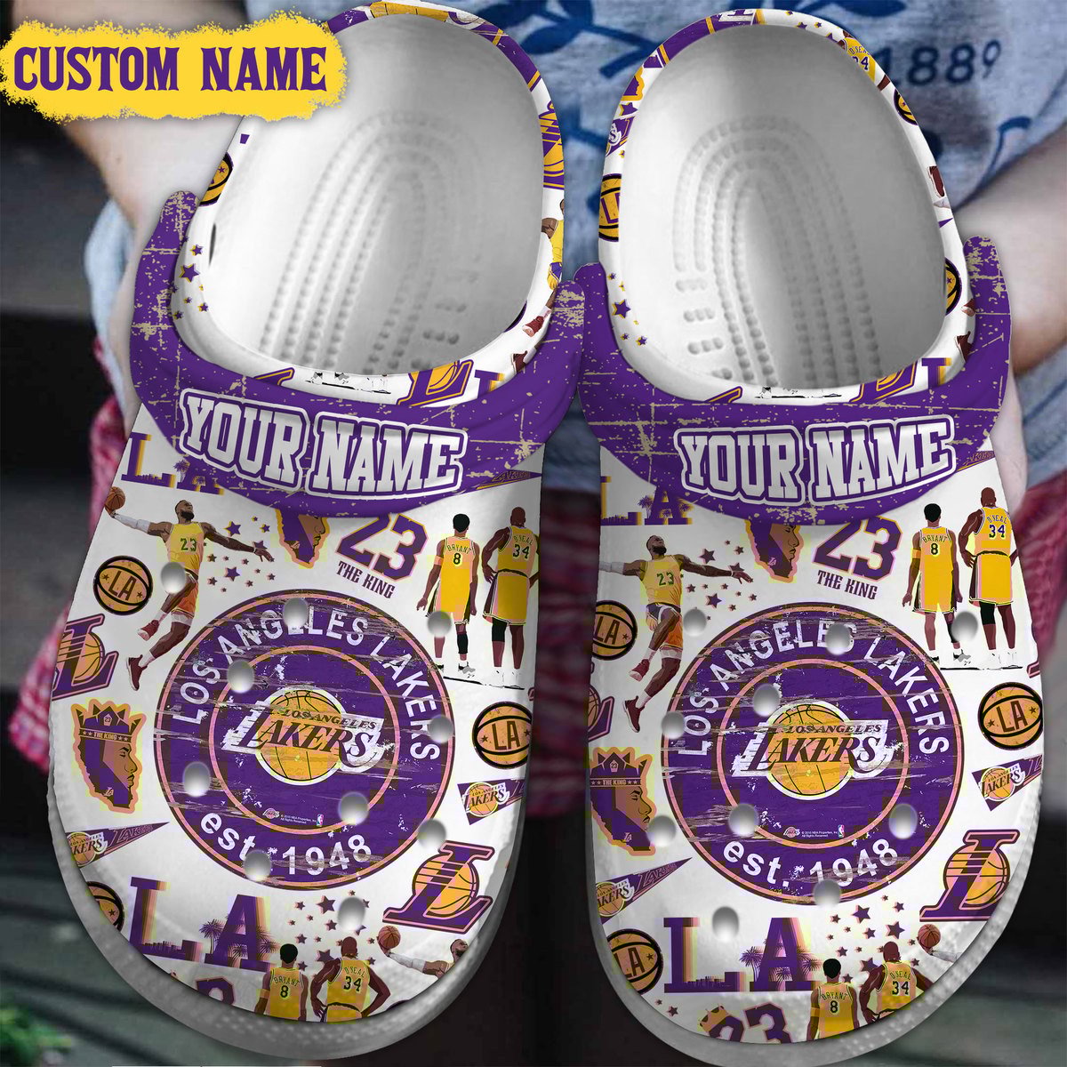 Footwearmerch Los Angeles Lakers NBA Sport Crocs Crocband Clogs Shoes Comfortable For Men Women and Kids