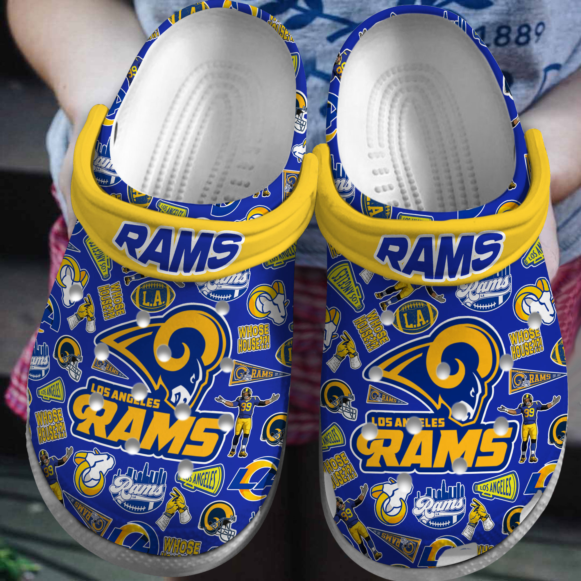 Footwearmerch Los Angeles Rams NFL Sport Crocs Crocband Clogs Shoes Comfortable For Men Women and Kids