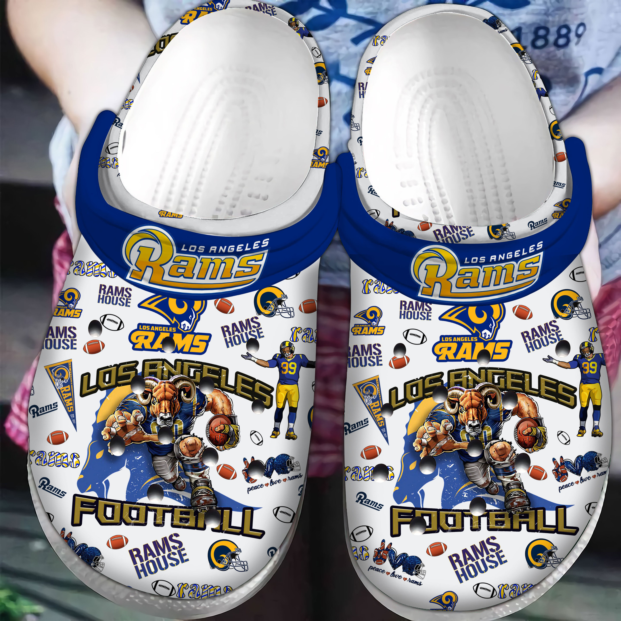 Footwearmerch Los Angeles Rams NFL Sport Crocs Crocband Clogs Shoes Comfortable For Men Women and Kids