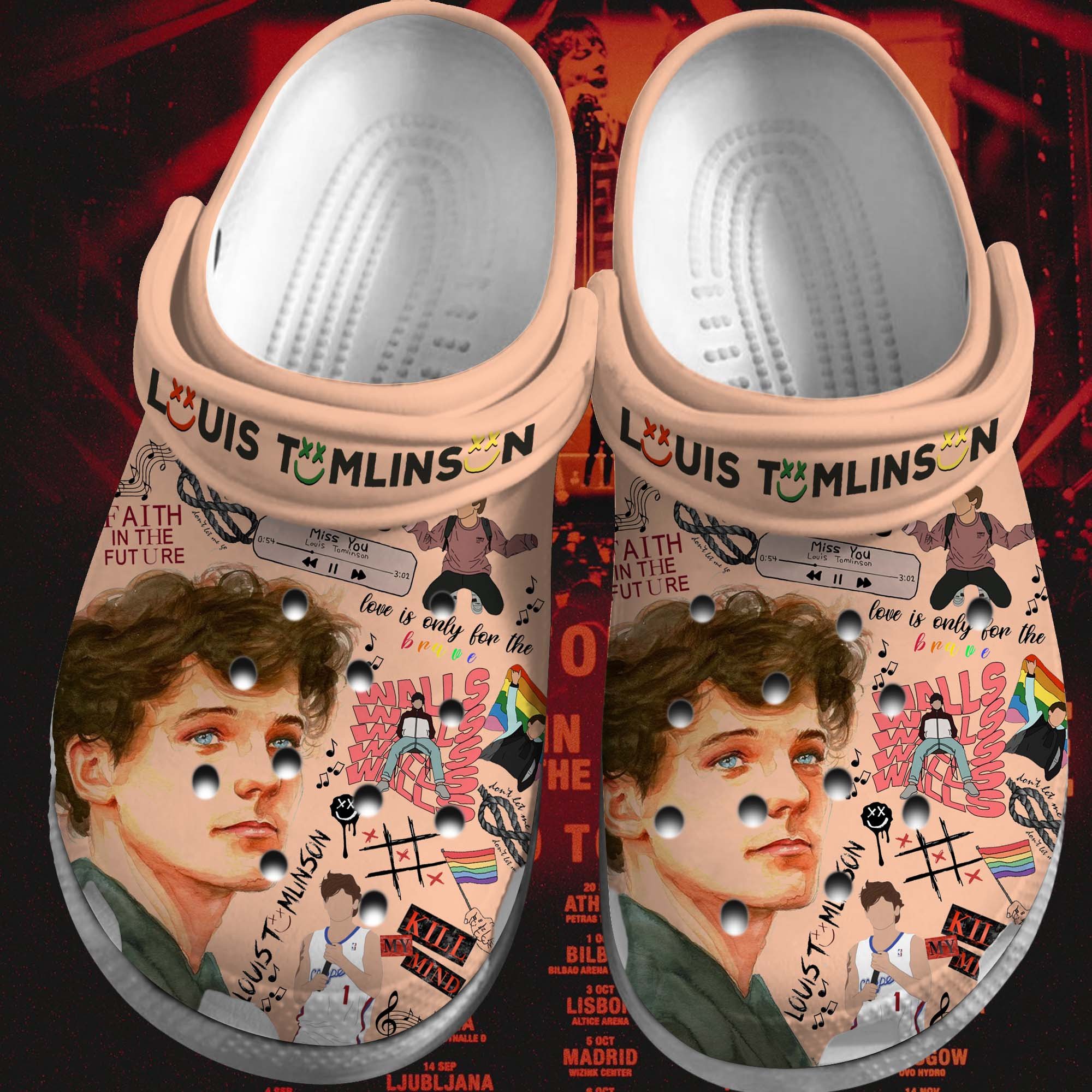 Footwearmerch Louis Tomlinson Singer Music Crocs Crocband Clogs Shoes Comfortable For Men Women and Kids