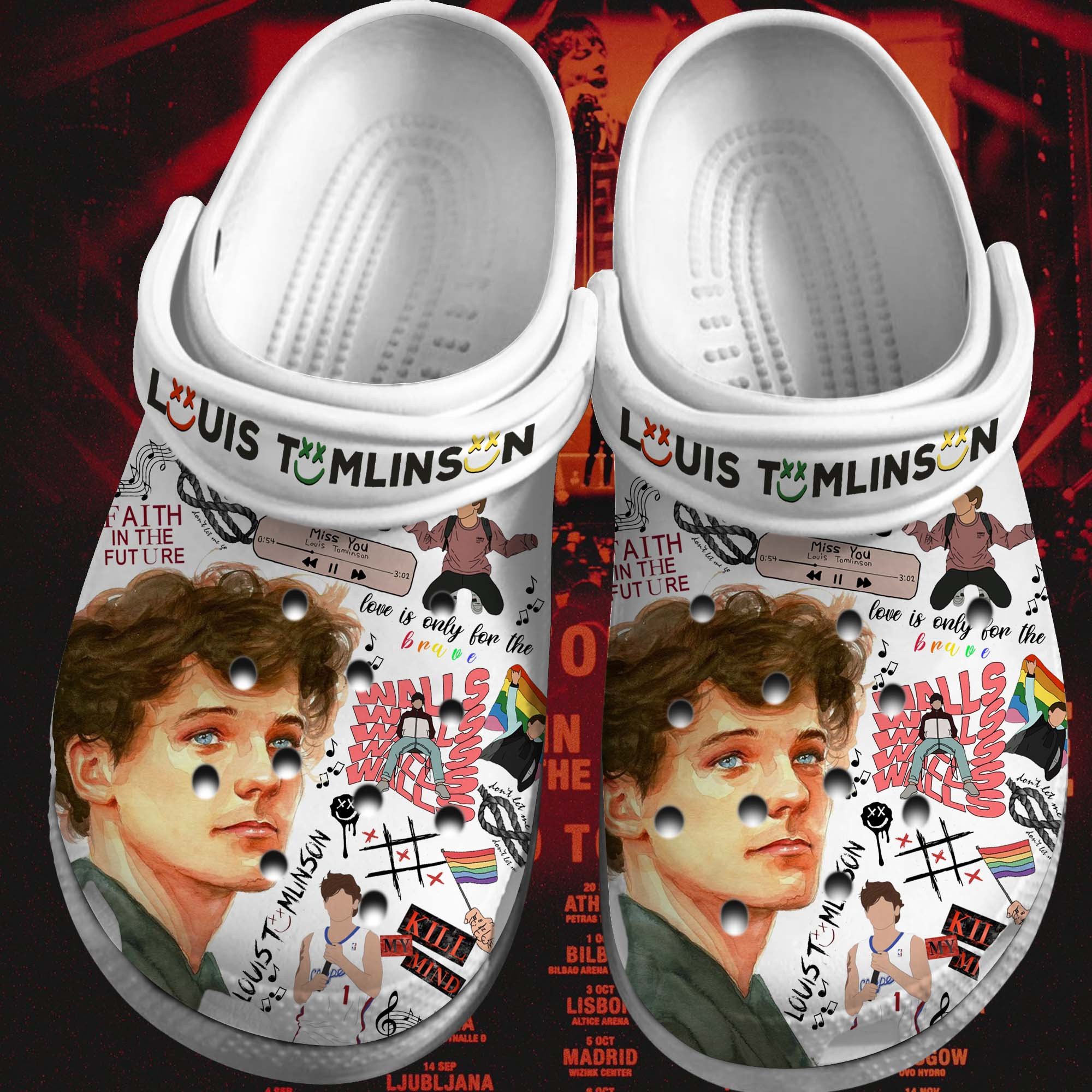 Footwearmerch Louis Tomlinson Singer Music Crocs Crocband Clogs Shoes Comfortable For Men Women and Kids