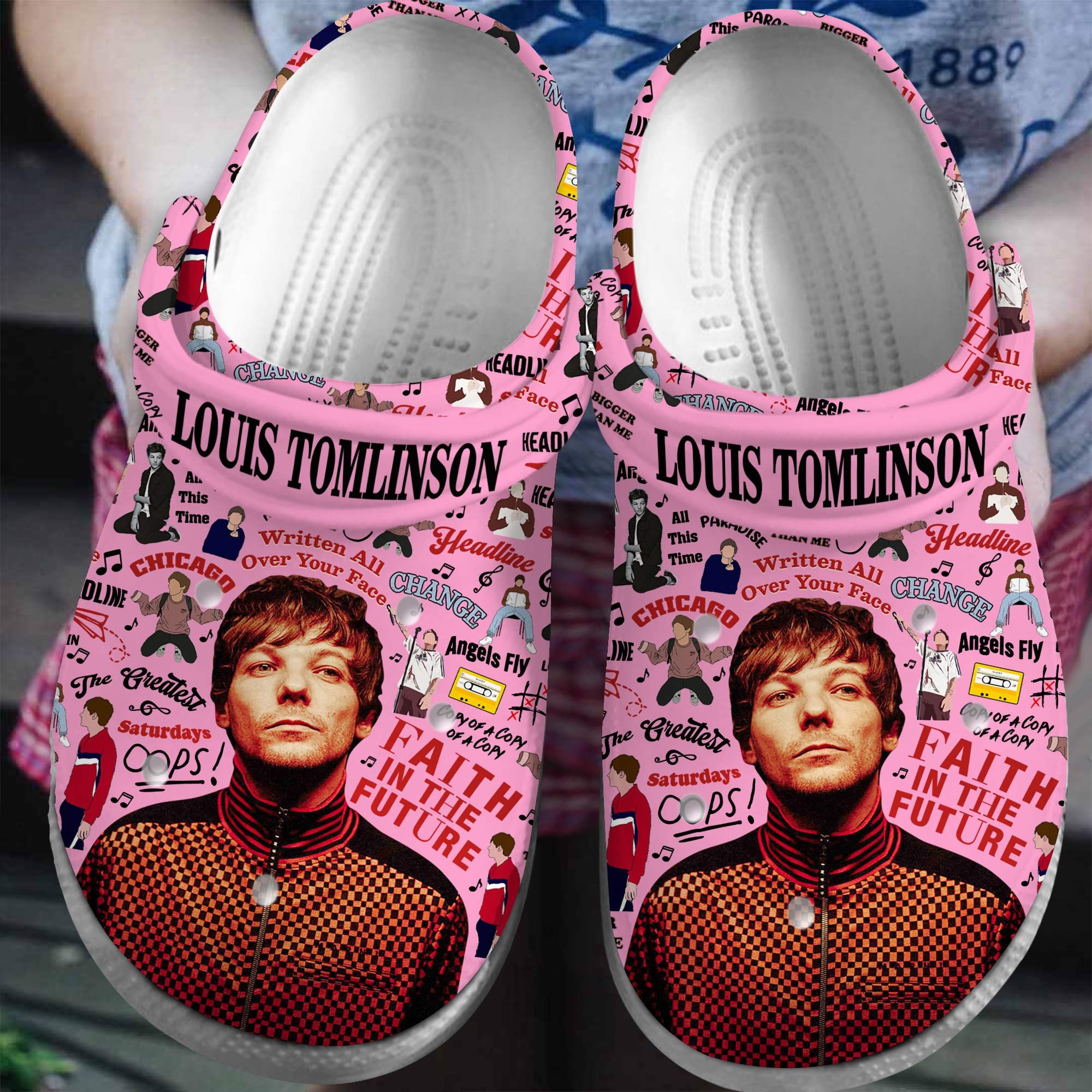 Footwearmerch Louis Tomlinson Singer Music Crocs Crocband Clogs Shoes Comfortable For Men Women and Kids