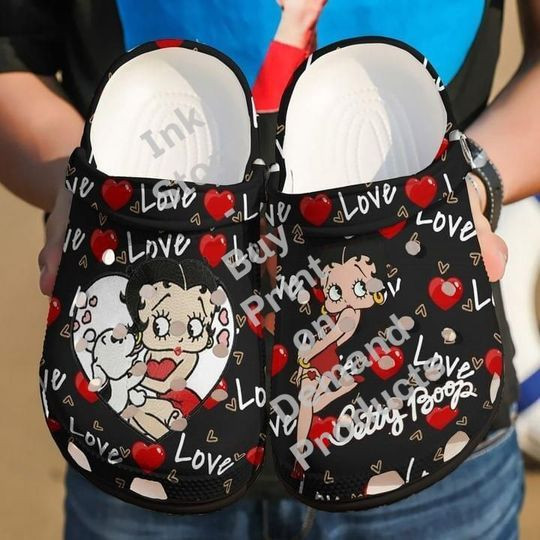 Footwearmerch Love Betty Boop Cartoon Crocs Crocband Shoes Clogs Custom Name For Men Women And Kids